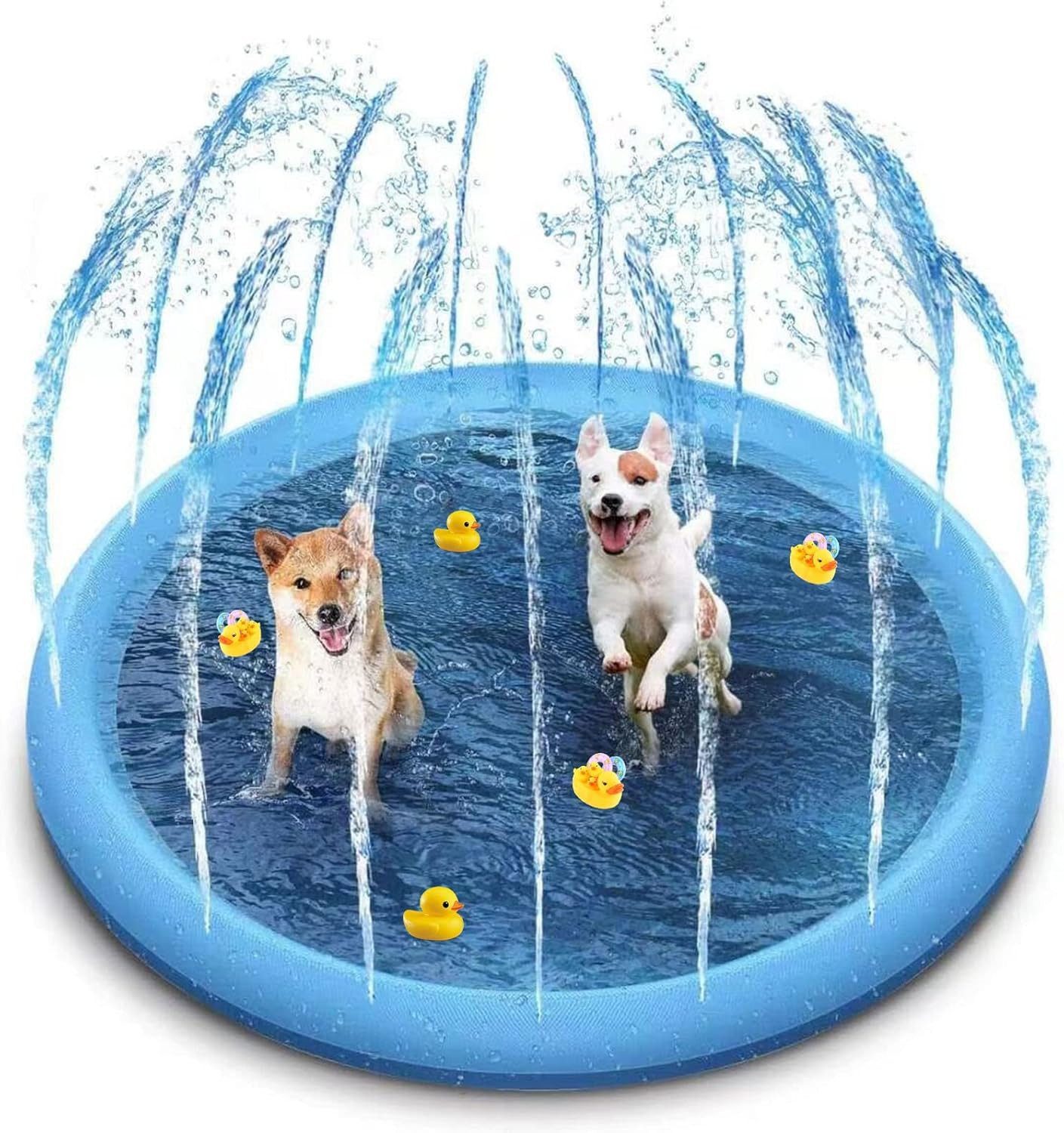 BlingBin Hundepool 150cm Planschbecken für Hunde, Verdickte Spritzpad, Wasserspielmatte, (1er Set, 1-tlg., 150x150 cm), Wasserspielzeug, Umweltfreundlich Langlebig Planschbecken Hund
