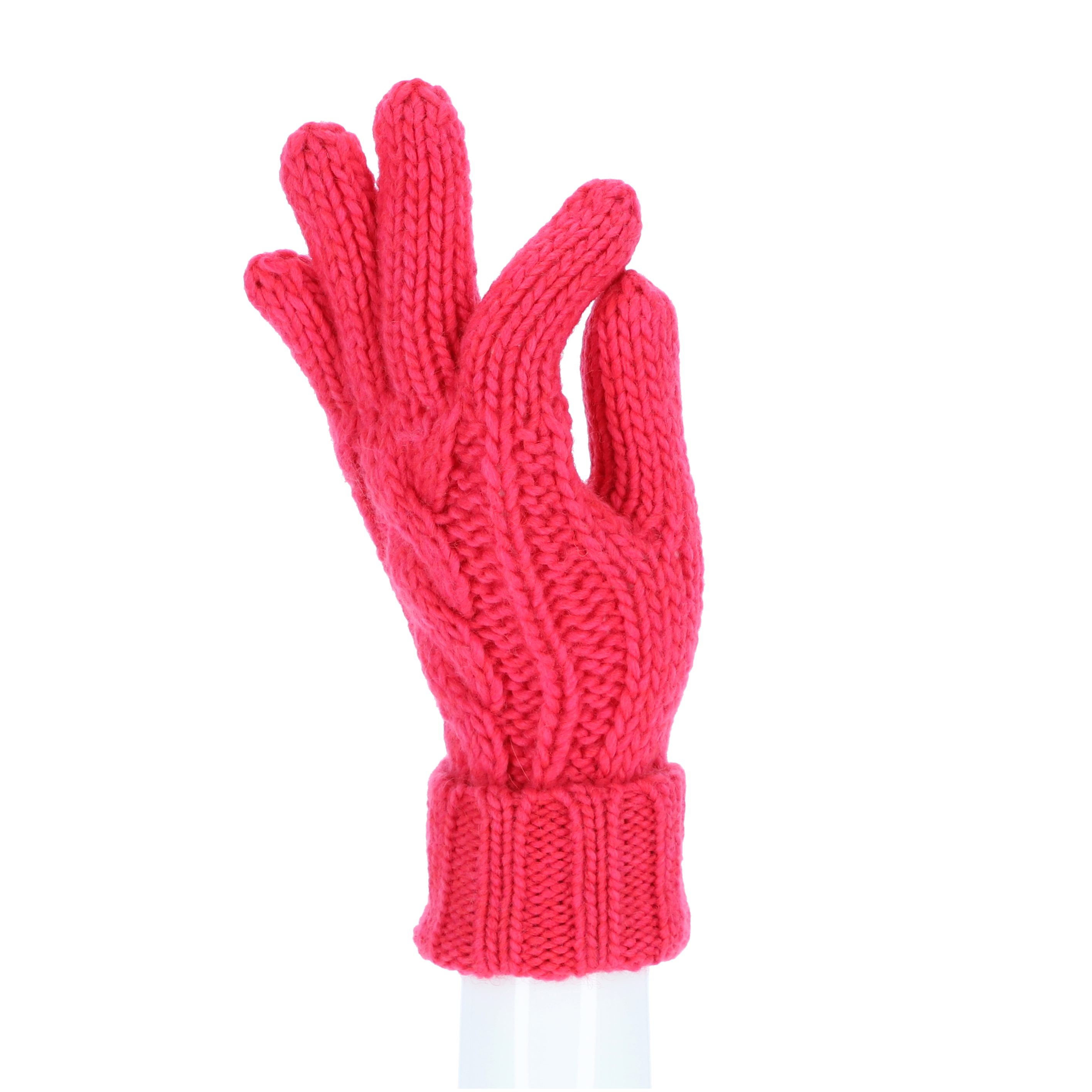 halsüberkopf Accessoires Strickhandschuhe Stickhandschuh mit Zopfmuster mit Woll- und Alpaka-Anteil pink