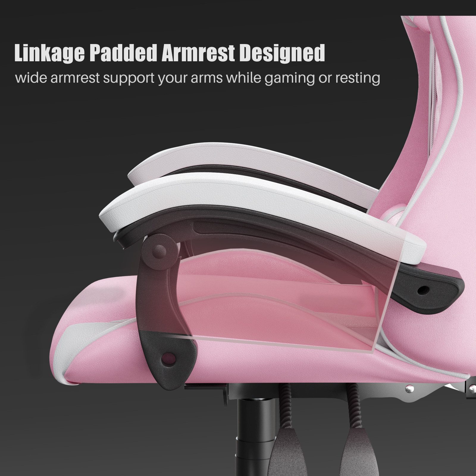 Gywowken Gaming-Stuhl Gaming Stuhl Ergonomisch - Gamer Stühle mit Lendenkissen, Gaming Chair Höhenverstellbar - 90-135° Rückenlehne