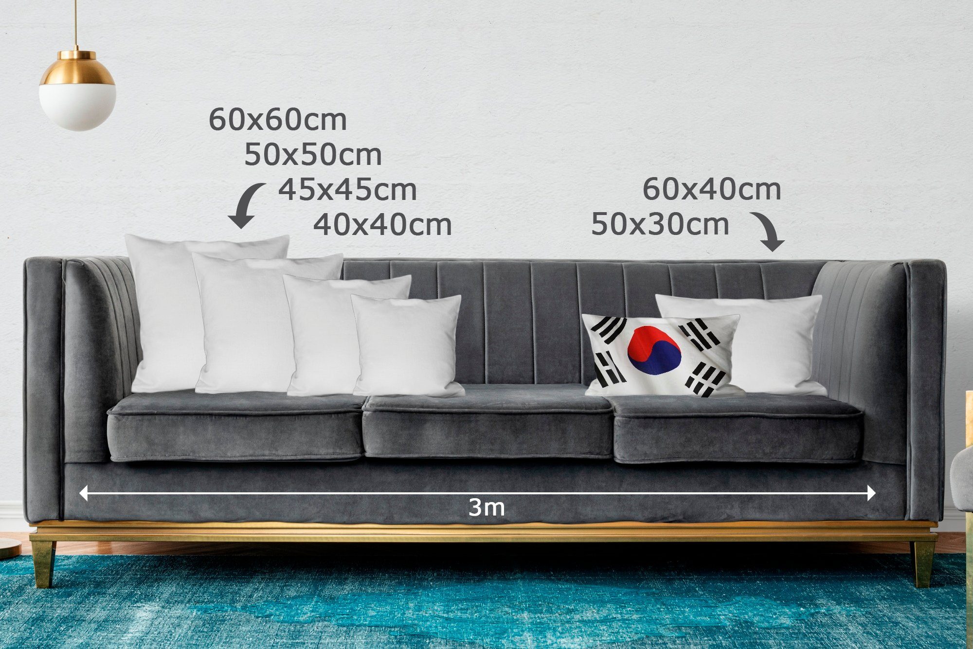 MuchoWow Flagge Südkorea, Dekoration, Dekokissen Dekokissen Schlafzimmer von Nahaufnahme der Zierkissen, Füllung, mit Wohzimmer