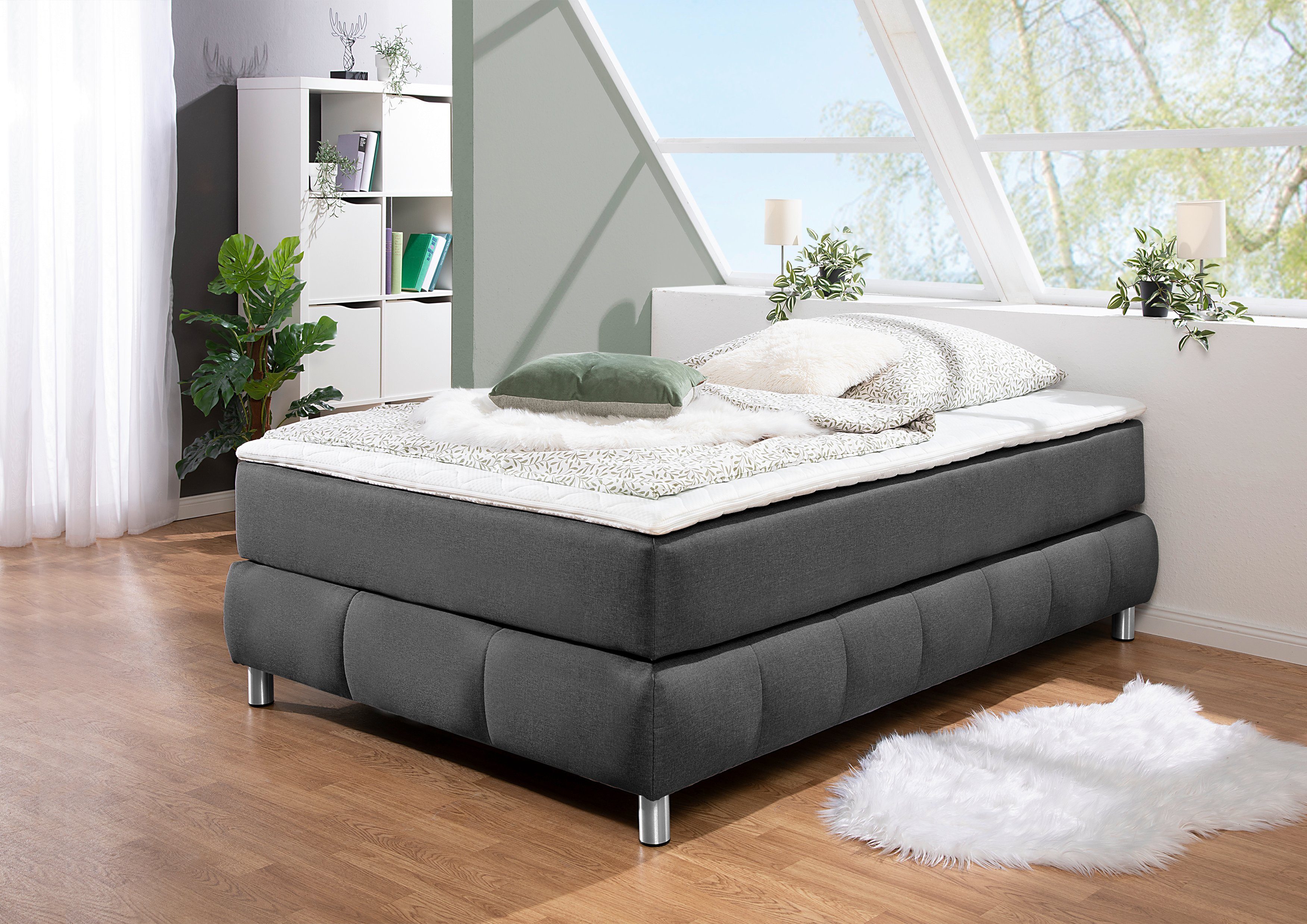 Home affaire Boxspringbett Salo, Ohne Kopfteil, inkl. Topper, auch in Überlänge 220 cm