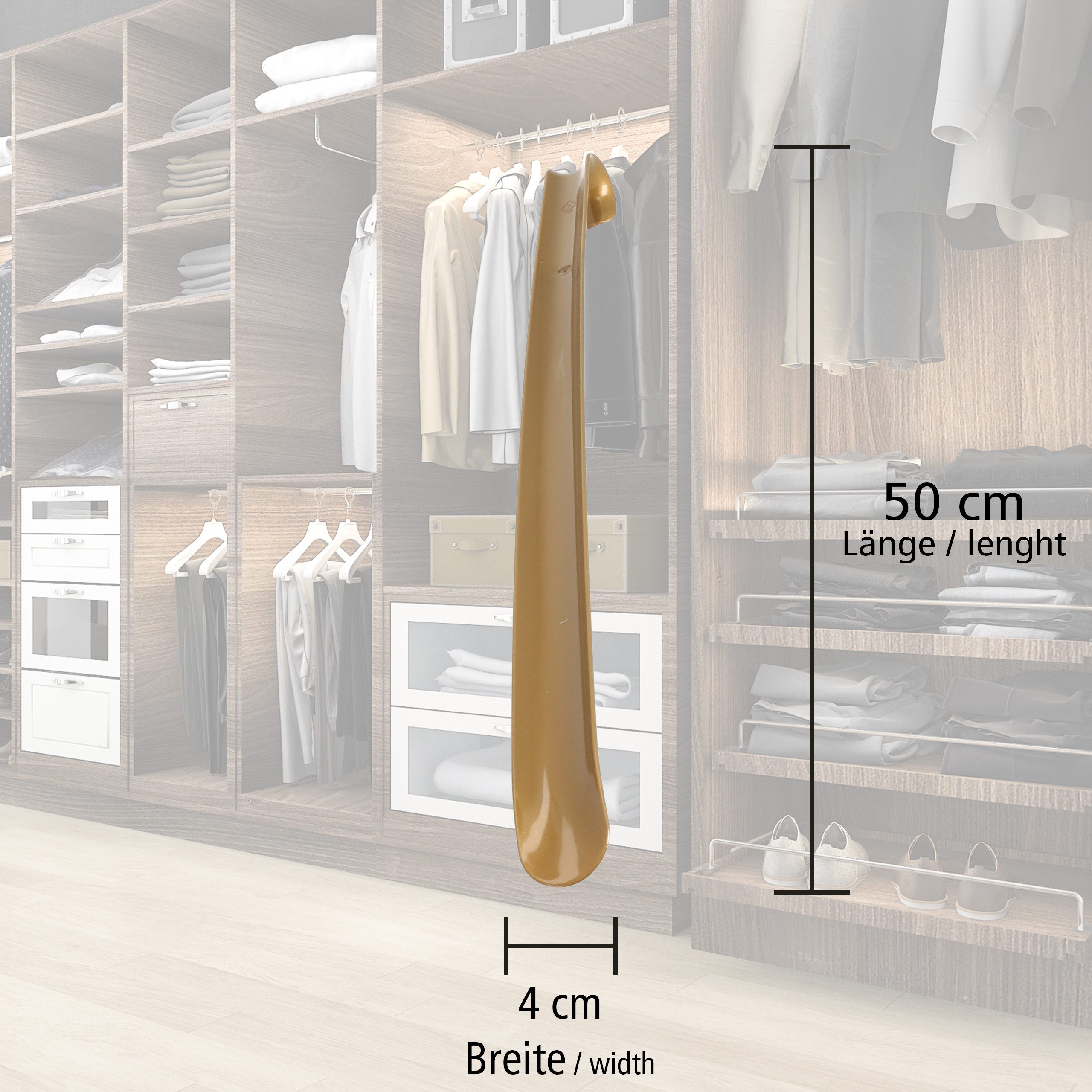 Lantelme Schuhlöffel 3 Stück Set 50cm Kunststoff stabiler Schuhanzieher Schuhanziehhilfe (3-tlg), Deutsche Herstellung, Rückenschonend, Für Erwachsene und Kinder