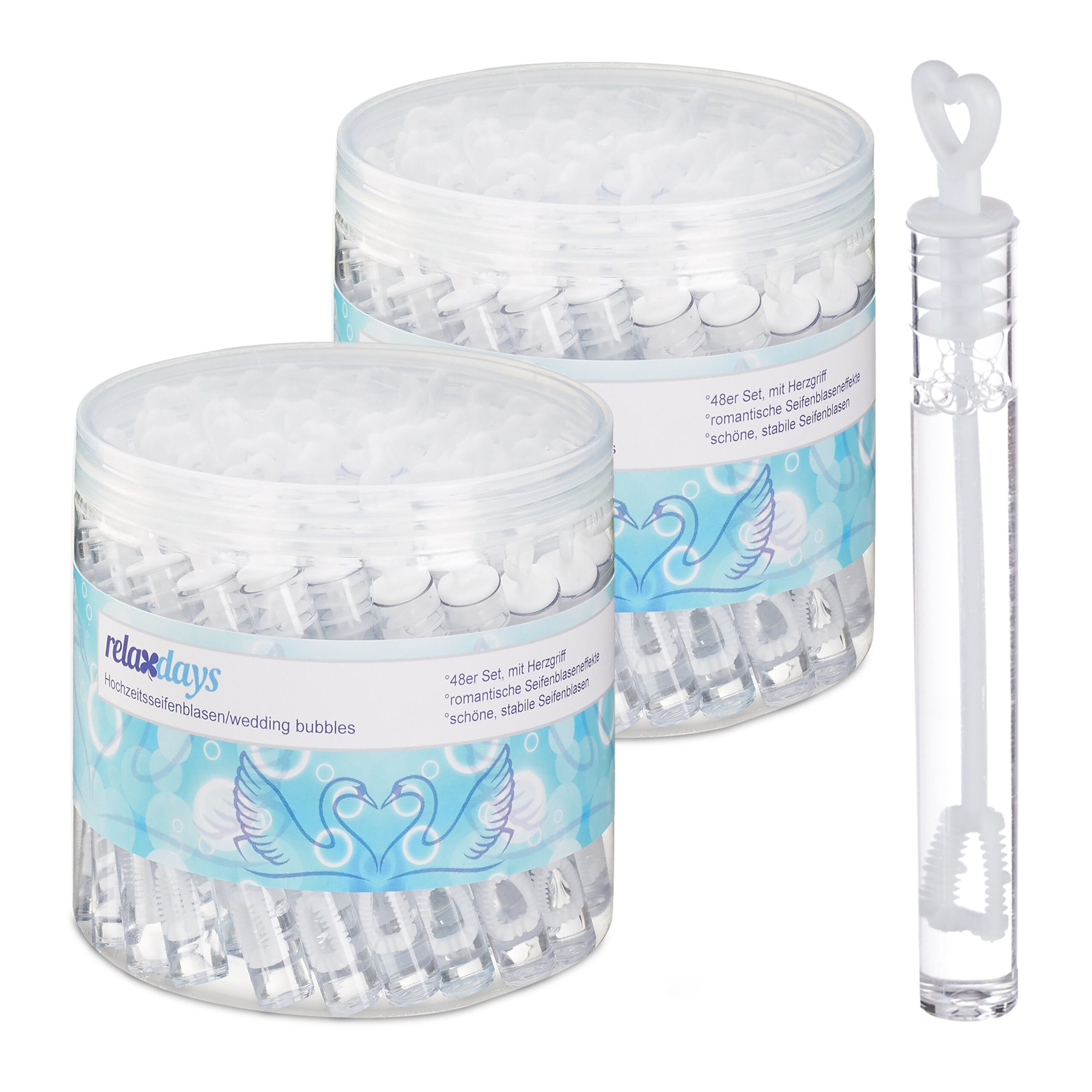 relaxdays Seifenblasenspielzeug Seifenblasen Hochzeit 96er Set