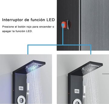 llffssdg Duschsystem Duschsäule Hydromassage, mit Duschkopf LED Duschsystem Wasserauslass Multifunktion Edelstahl