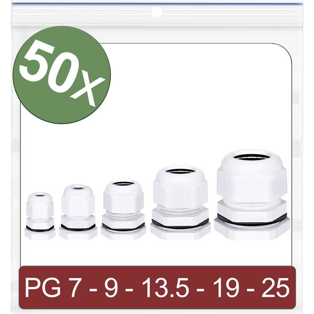 Quadrios Kabelsockel 24CA413 Kabelverschraubung Polyamid Weiß 50 St.