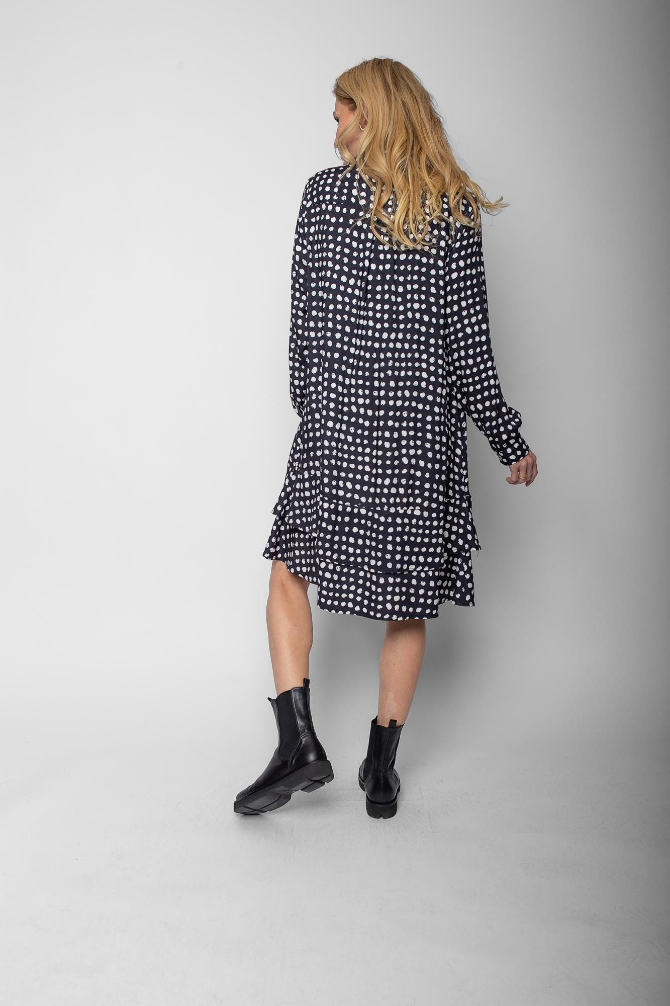 Emily Van Den Bergh Blusenkleid black white dots