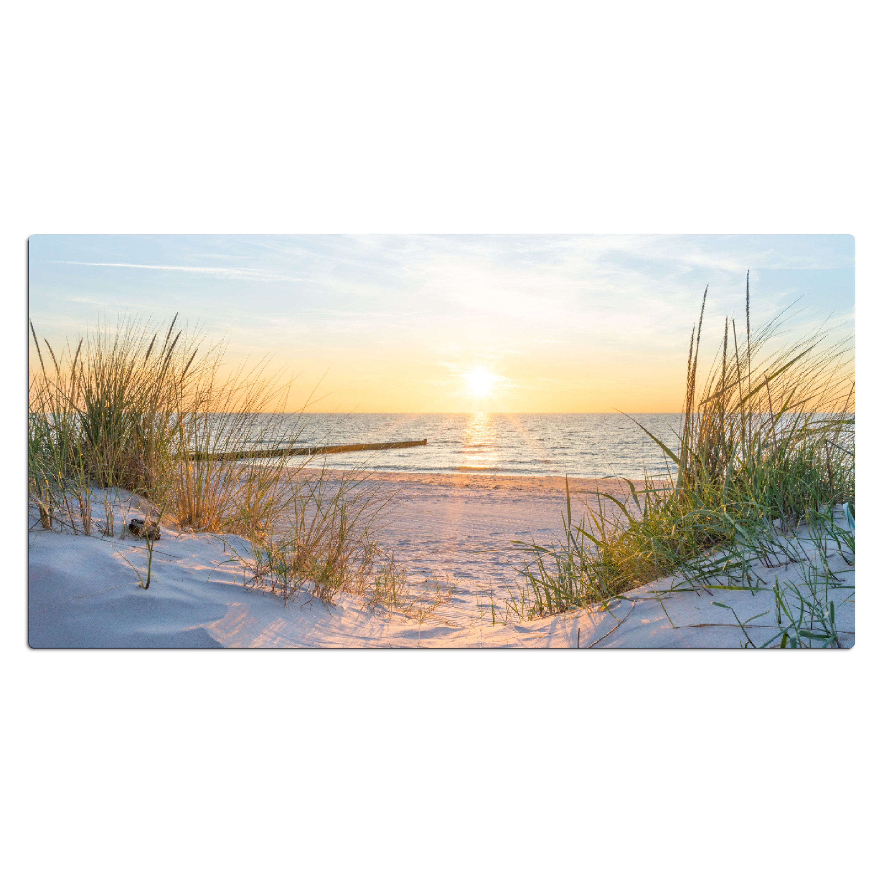 MuchoWow Gaming Mauspad Strand - Sonne - Düne - Gras - Sand - Horizont (1-St), Gaming Mauspad XXL, Schreibtischunterlage, Desk Mat Groß, 80x40 cm – Bild 2 von 5