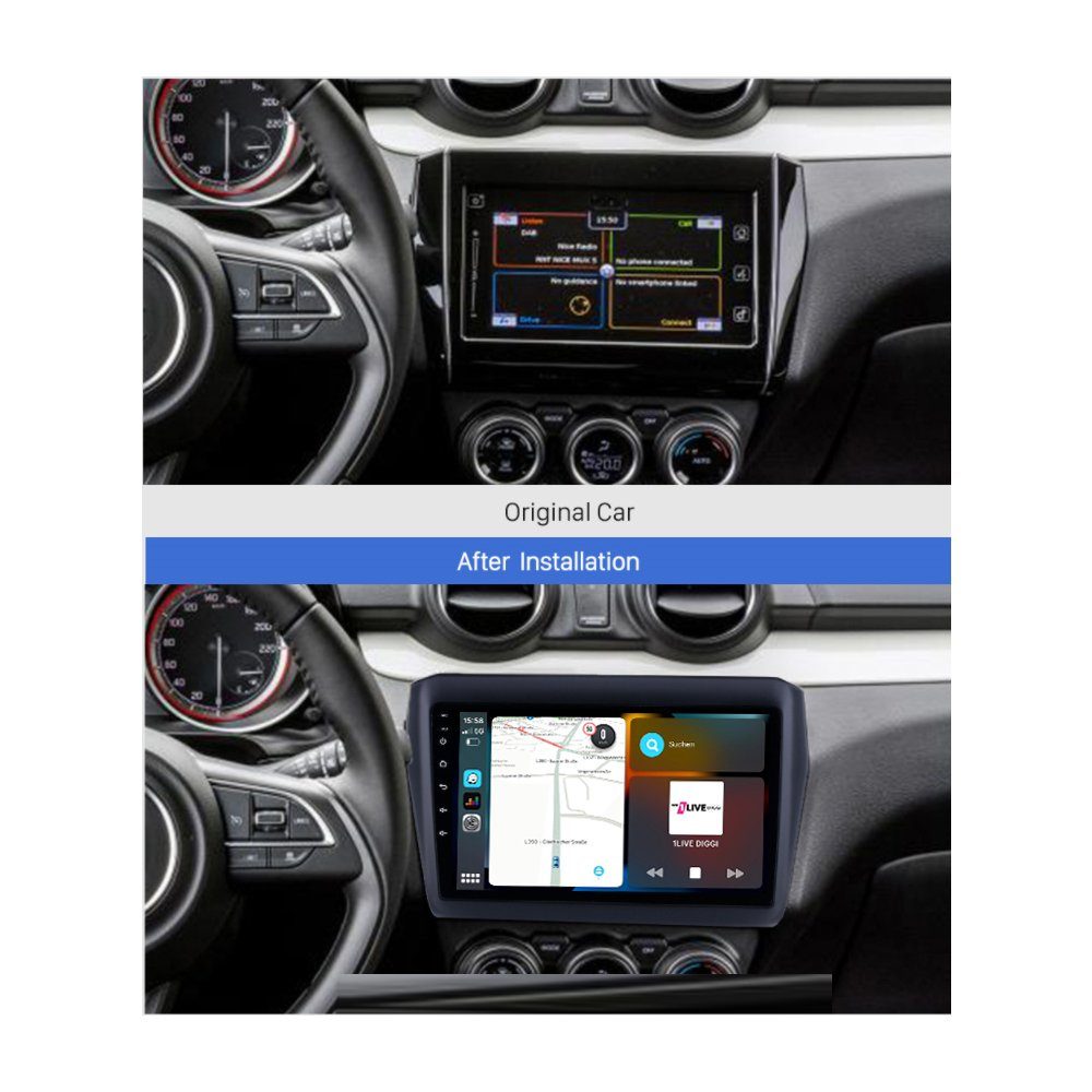 TAFFIO Für Suzuki Swift 9" Touch Android Autoradio GPS CarPlay AndroidAuto Einbau-Navigationsgerät
