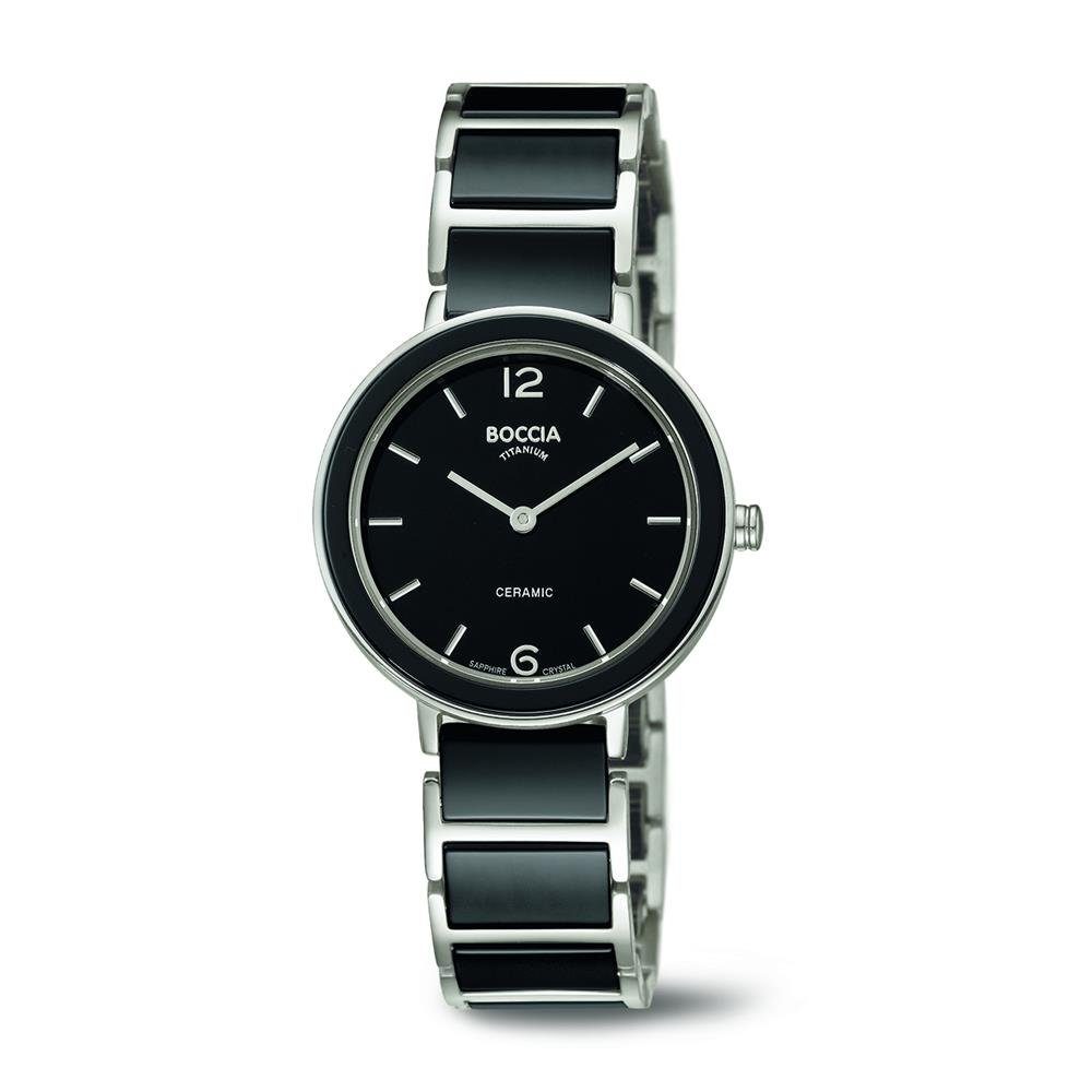 Boccia Quarzuhr Boccia Damen Uhr 3311-02 Keramik schwarz, (1-tlg)