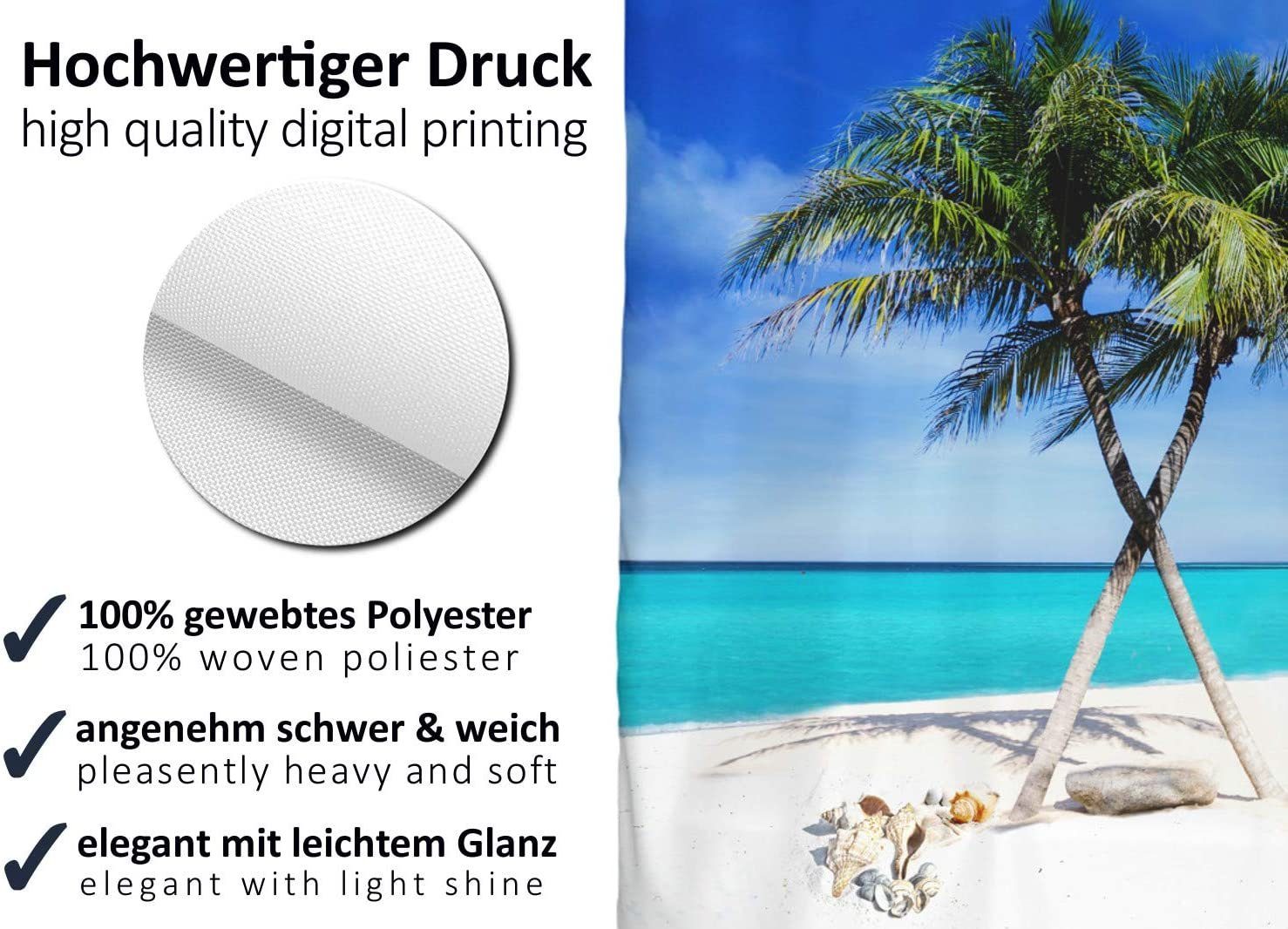 Arteneur Duschvorhang Breite 240 cm, Anti-Schimmel Beschichtet, Beschwerter Saum, Waschbar 40°C