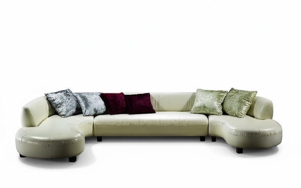 JVmoebel Wohnlandschaft Chesterfield Ecksofa U-Form Luxus Couch Ledersofa Sofas Weiß Sofort, Made in Europa