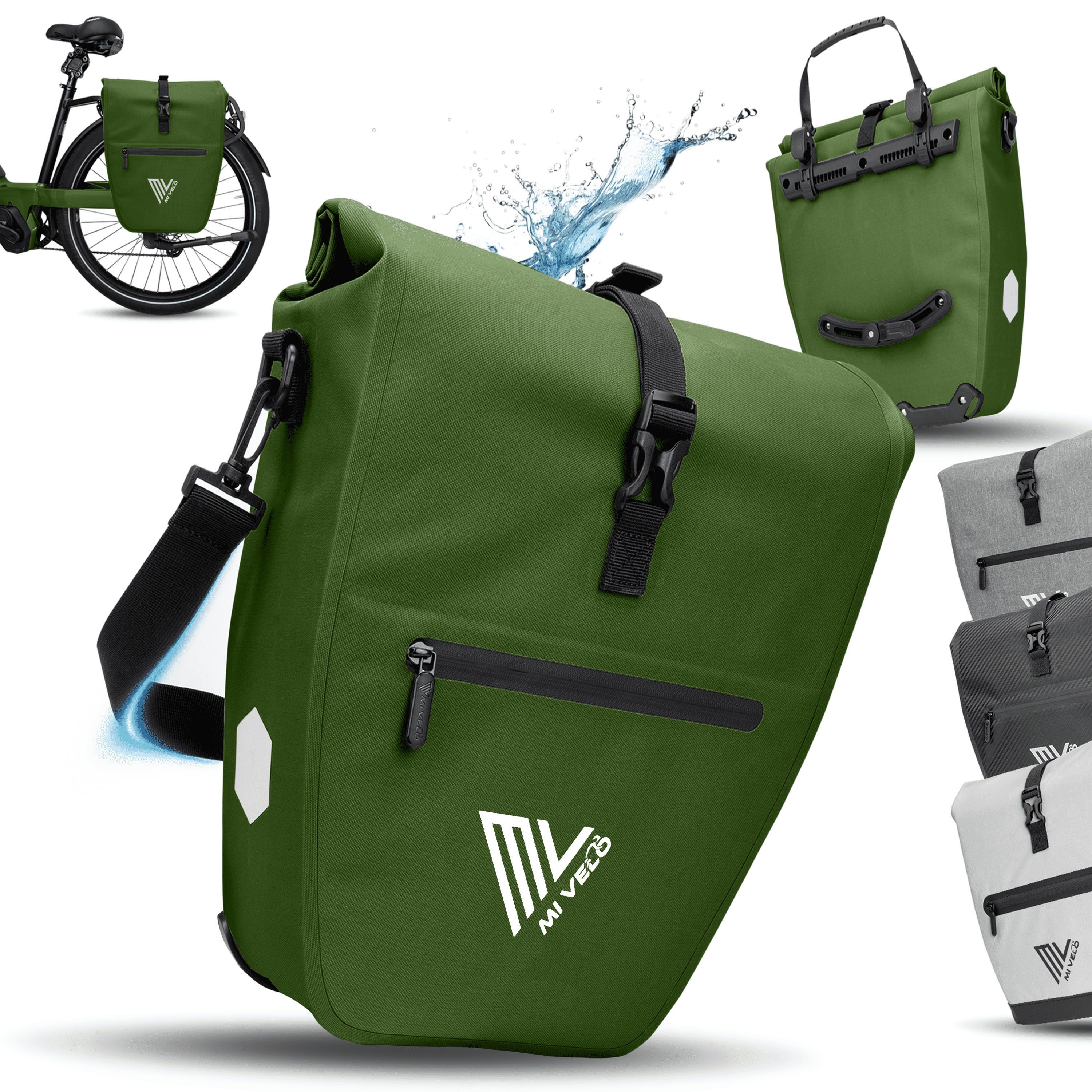 MIVELO Fahrradtasche Gepäckträgertasche wasserdicht inkl. Gurt für Umhängetasche, 2 Varianten wählbar