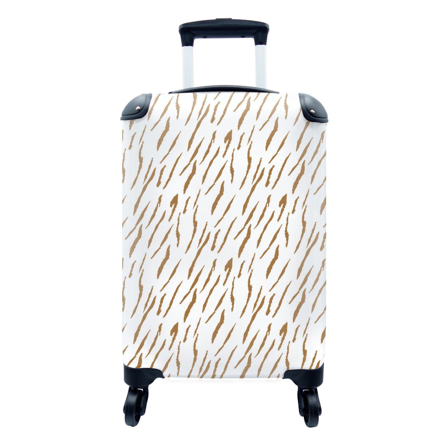 Ferien, - 4 Reisekoffer für Reisetasche Handgepäckkoffer Safari - Rollen, mit MuchoWow - Handgepäck rollen, Trolley, Druck Weiß Braun,