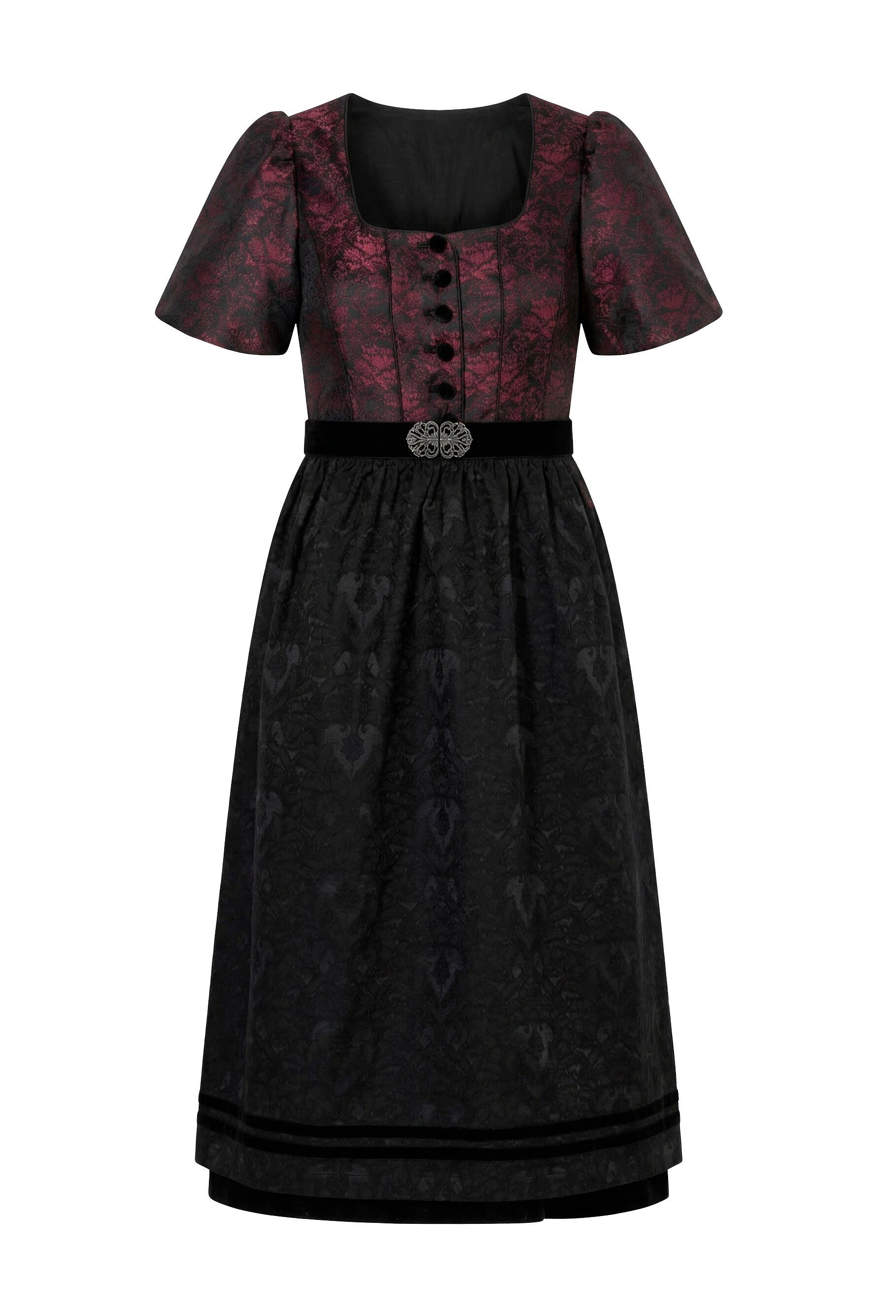 Ulla Popken Dirndl Dirndl Jacquard Carré-Ausschnitt Puff-Halbarm