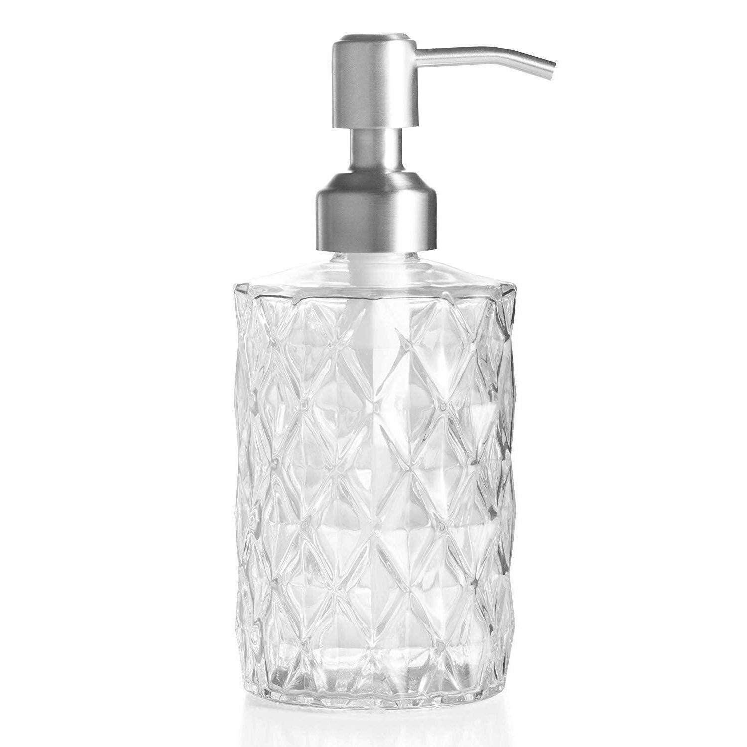 LuxusKollektion Seifenspender Glas Seifenspender 340ml Transparent Edelstahlpumpe
