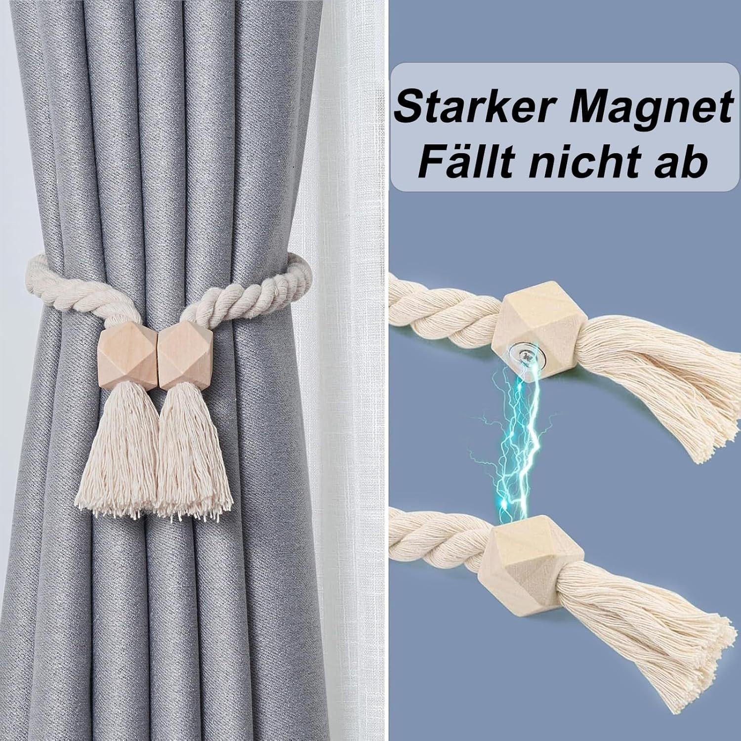 FELIXLEO Magnetische Vorhang Raffhalter 2 Stück Gardinenhalter für Zuhause Audio- & Video-Kabel