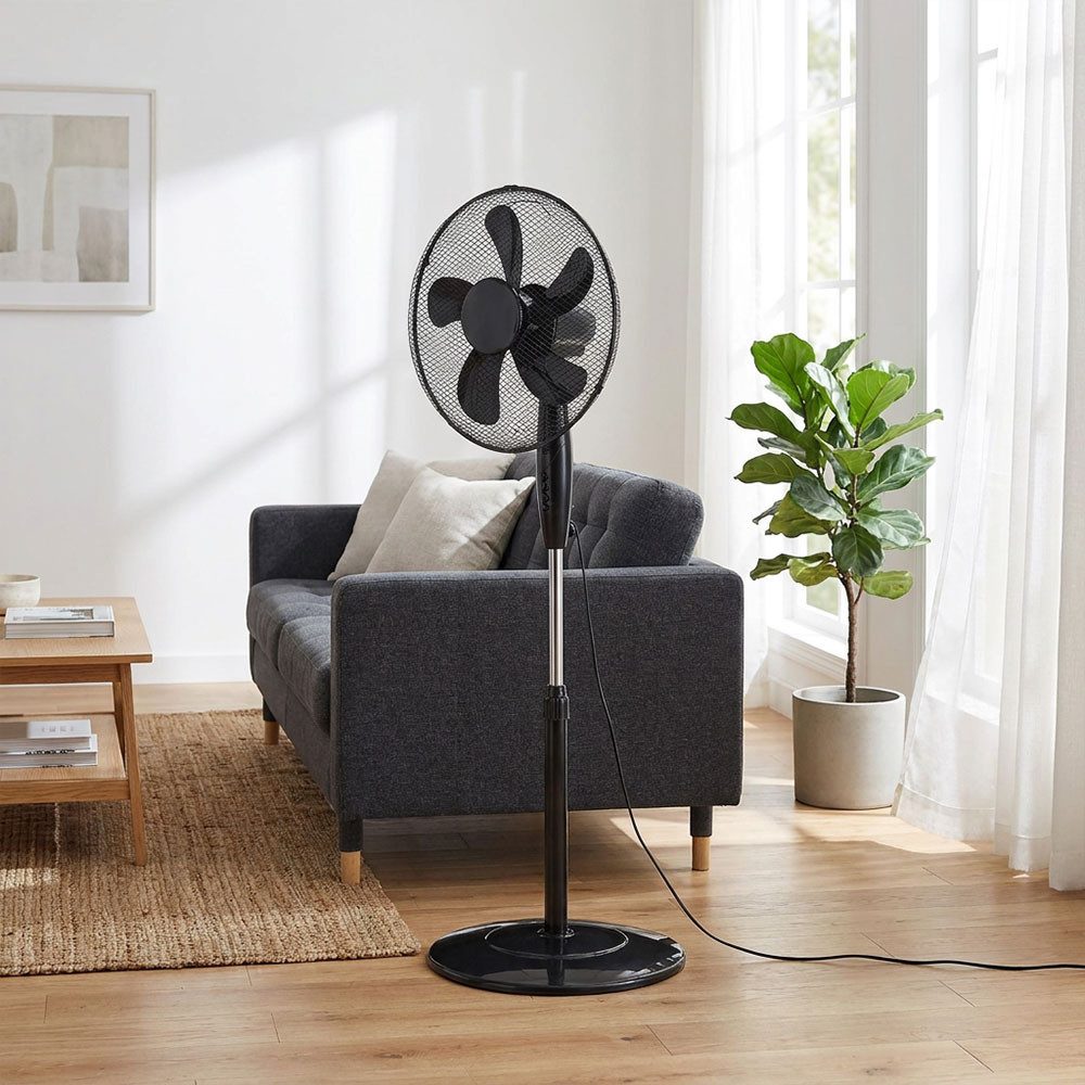 V-TAC Standventilator, Stand Ventilator Kühler Höhnverstellbar 3-Stufen Steh Lüfter schwarz