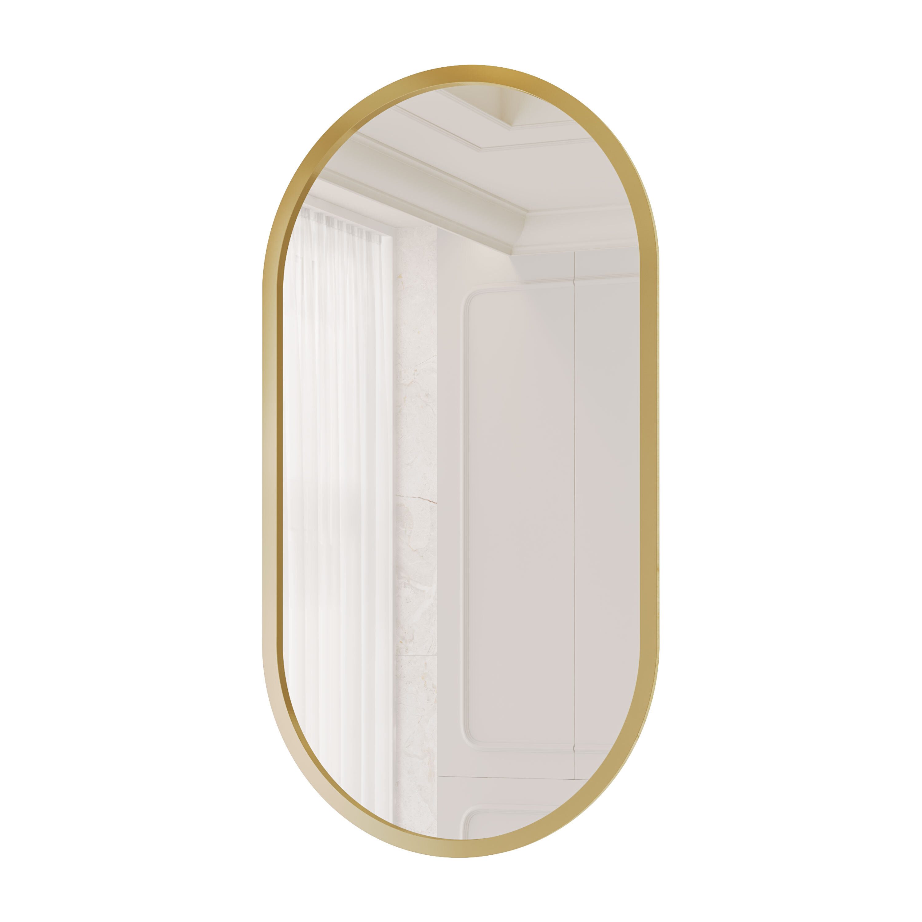 Lookway Spiegel FLORIS Ovaler Badezimmerspiegel mit goldenem Rahmen, Breite: 50 cm