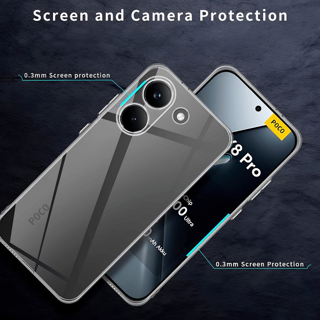 SmartUP Smartphone-Hülle für Xiaomi Poco X8 Pro Transparent Silikon Slim Case Handyhülle 6,59, integrierter Kameraschutz, präzise Aussparungen – Bild 5 von 5
