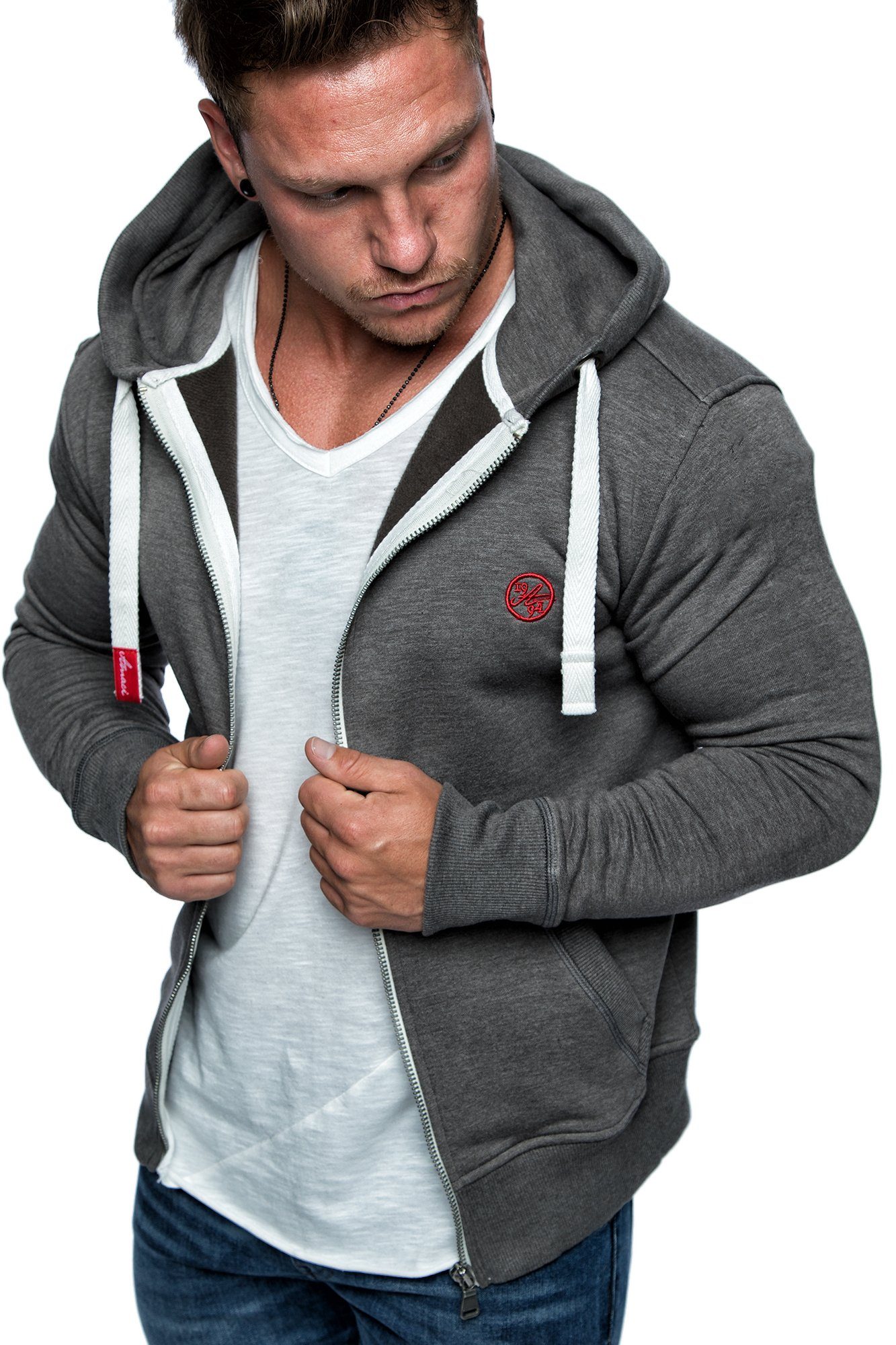 Amaci&Sons Kapuzenpullover TALLAHASSEE Herren Zipper Hoodie Herren Basic Kontrast Sweatjacke Pullover Hoodie Sweatshirt – Bild 5 von 5