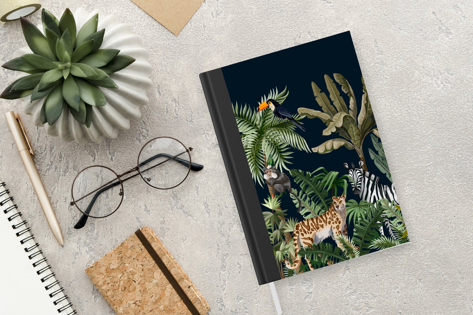 - Seiten, MuchoWow Notizbuch Zebra, Journal, Tagebuch, Pflanzen - - Haushaltsbuch A5, - Notizheft, Flamingo Dschungel Kinder Tiere - 98 Merkzettel,