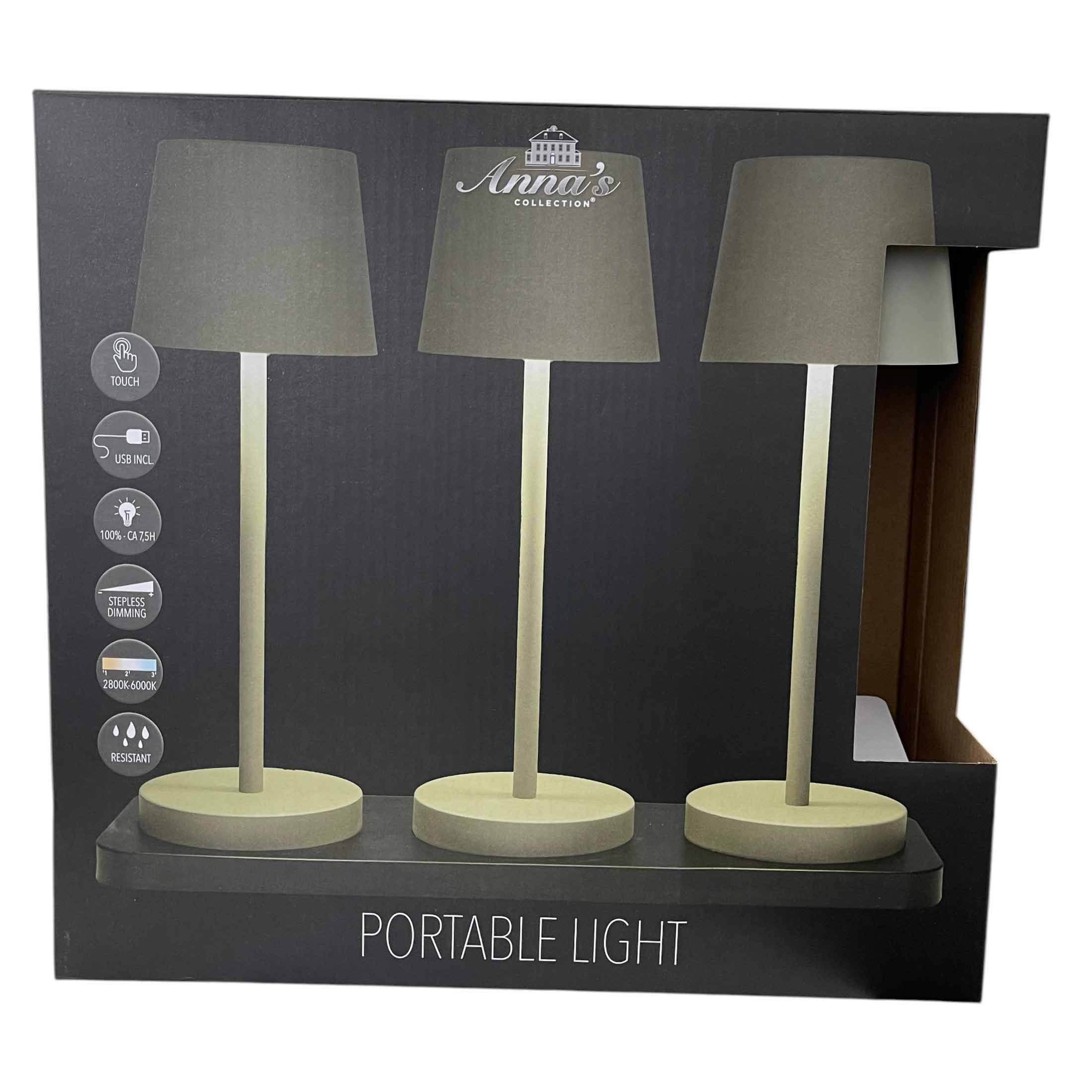 Coen Bakker Deco BV LED Außen-Tischleuchte Portable Light, Dimmfunktion, LED, warmweiß, kaltweiß, neutralweiß, oliv Ladestation dimmbar touch 28cm