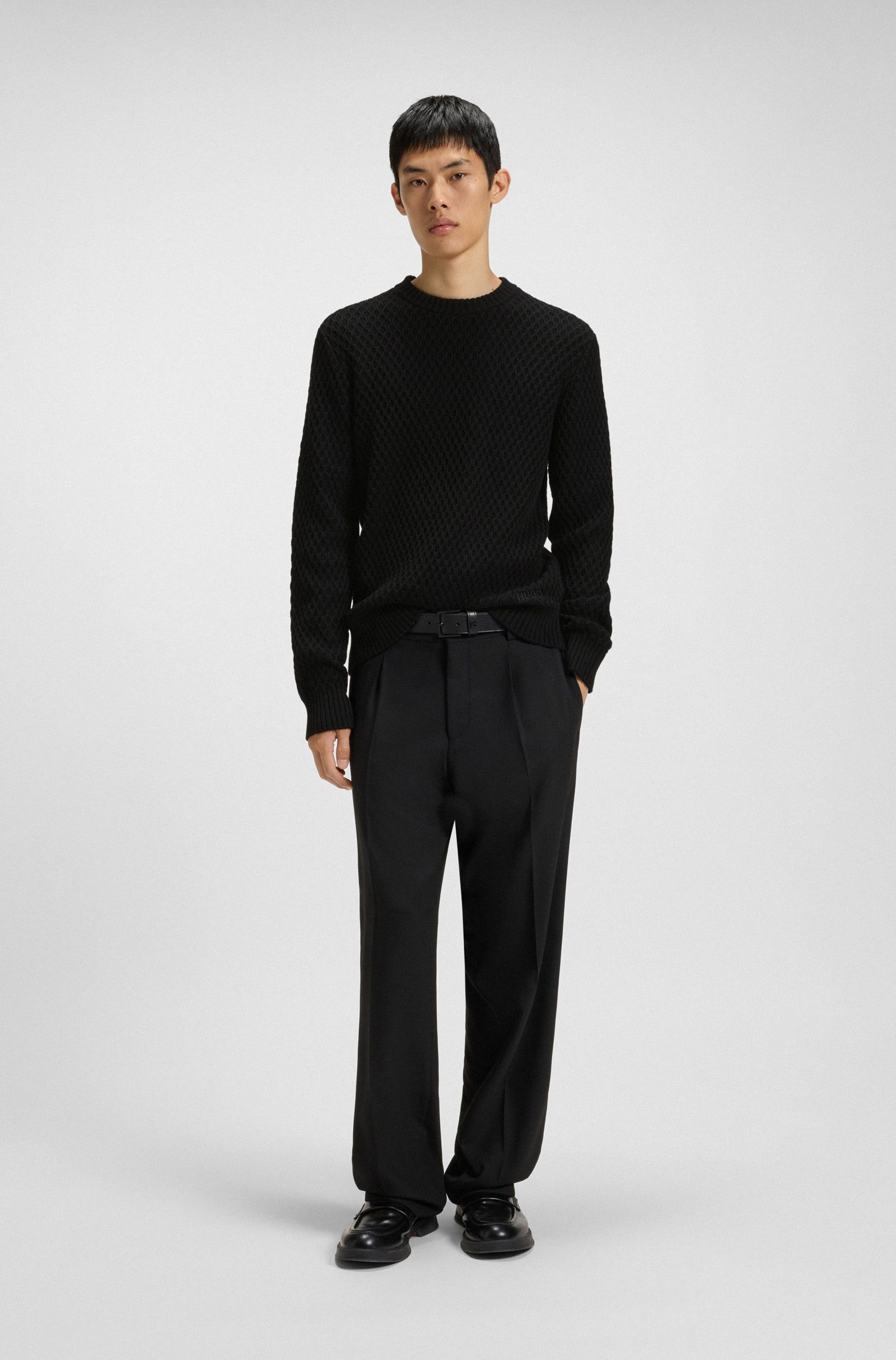 HUGO Strickpullover aus Baumwolle mit 3D-Strickstruktur günstig online kaufen
