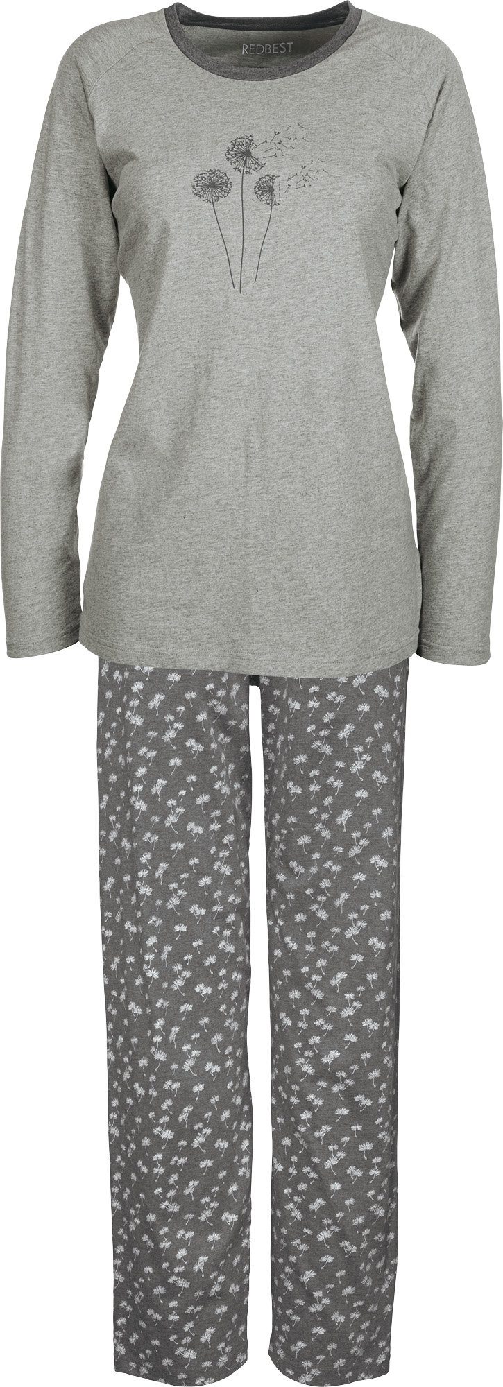 REDBEST Pyjama Damen-Schlafanzug Single-Jersey Blumen günstig online kaufen