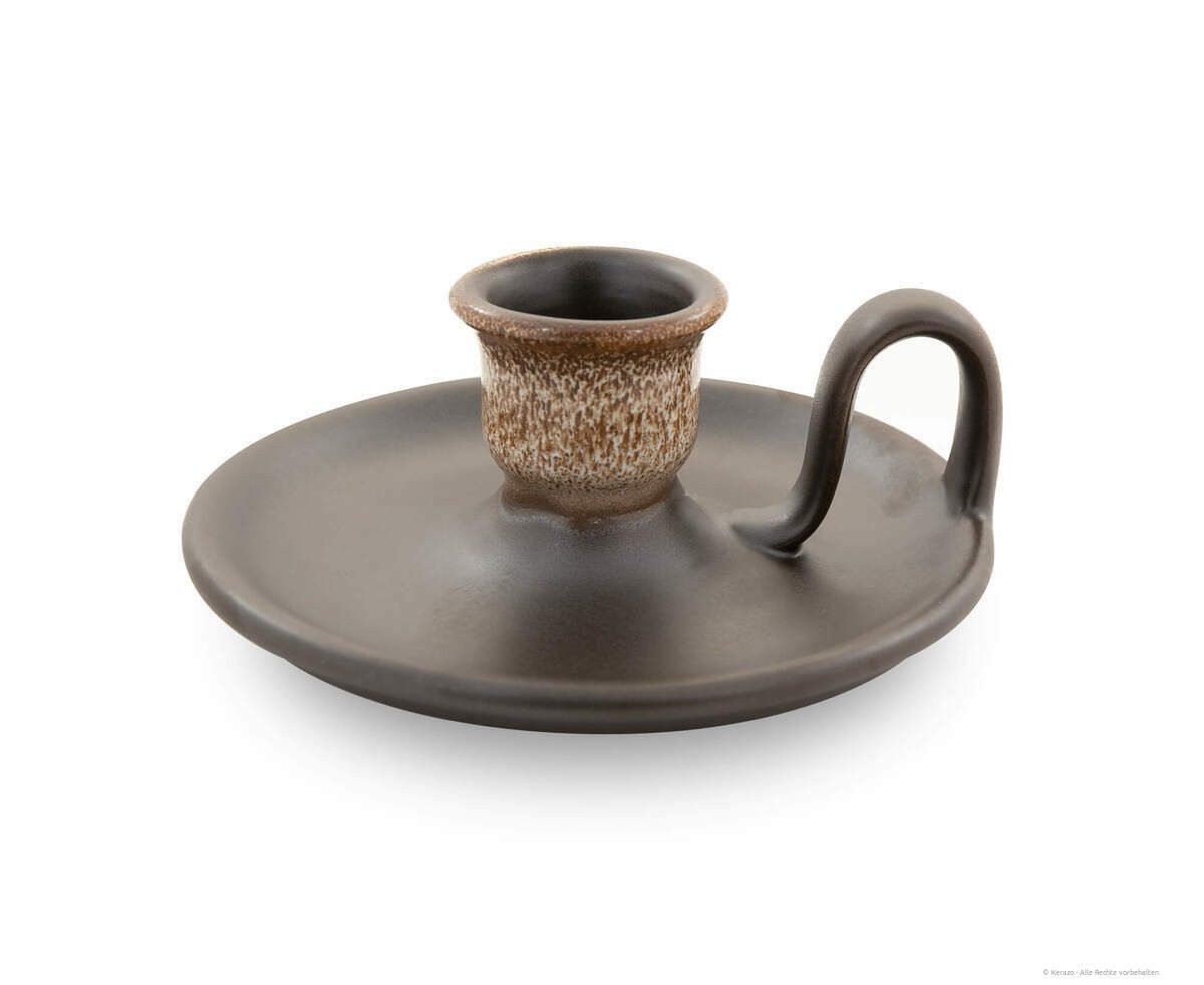 Bunzlauer Keramik Kerzenständer Bunzlauer Keramik retro Chamberstick Kerzenhalter Ø14,5x5,5cm, ZACIEK