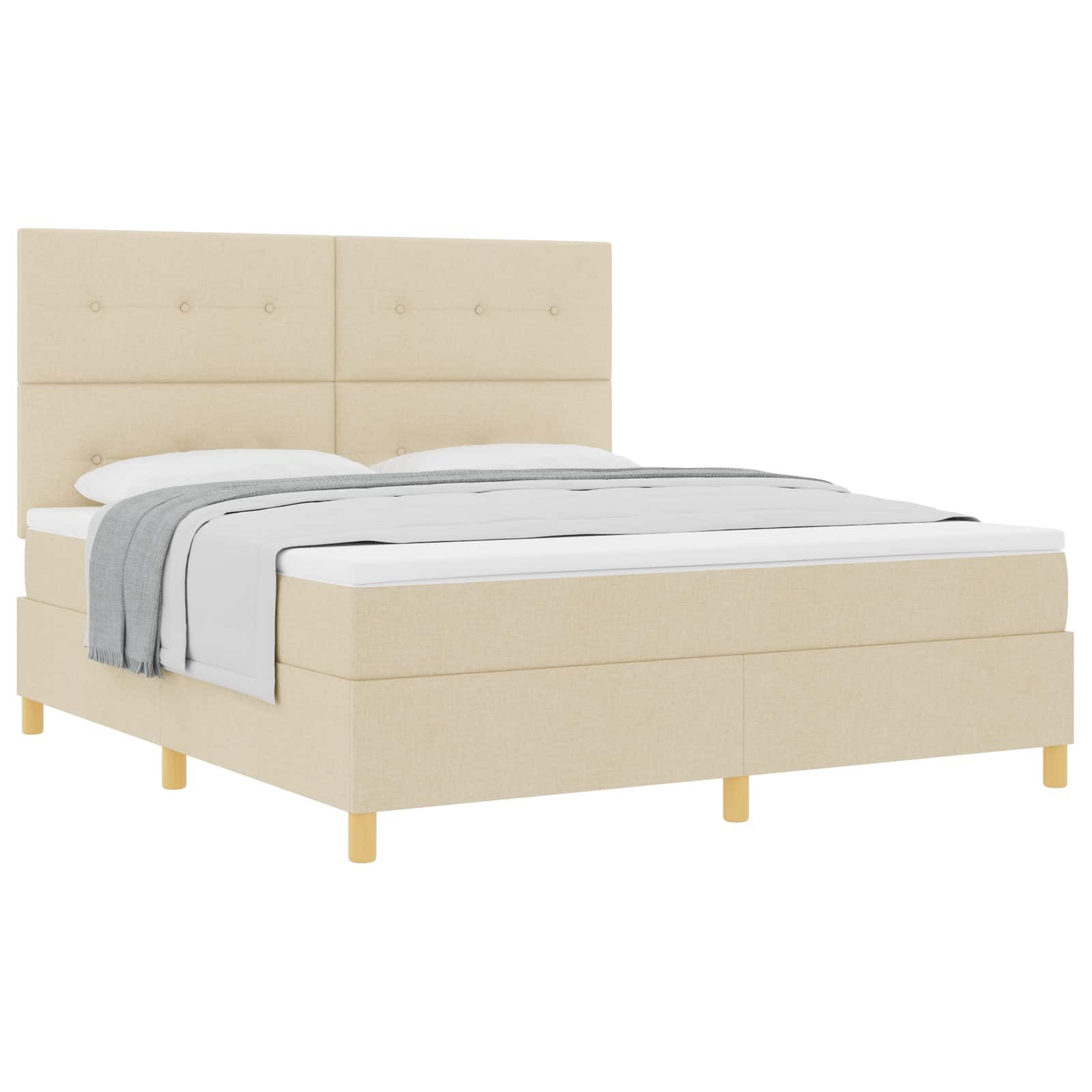 Bett Boxspringbett mit Kopfteil Creme 180 x 200 cm Stoff