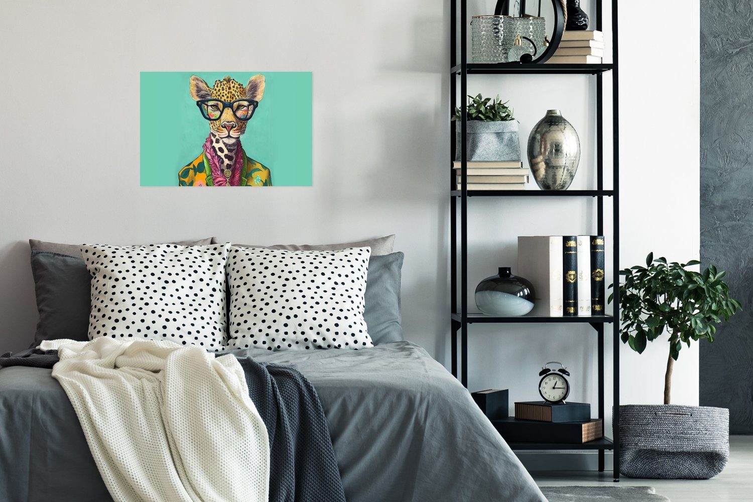 MuchoWow Poster Blätter - Design, Poster, (1 Wohnzimmer, für Ohne - - Rahmen - St), Giraffe Wandbild, Tiere Brille Wandposter