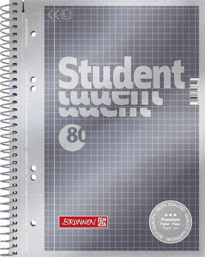BRUNNEN Collegeblock BRUNNEN 1067152 Collegeblock Student Premium A5 5 mm kariert Deckblatt