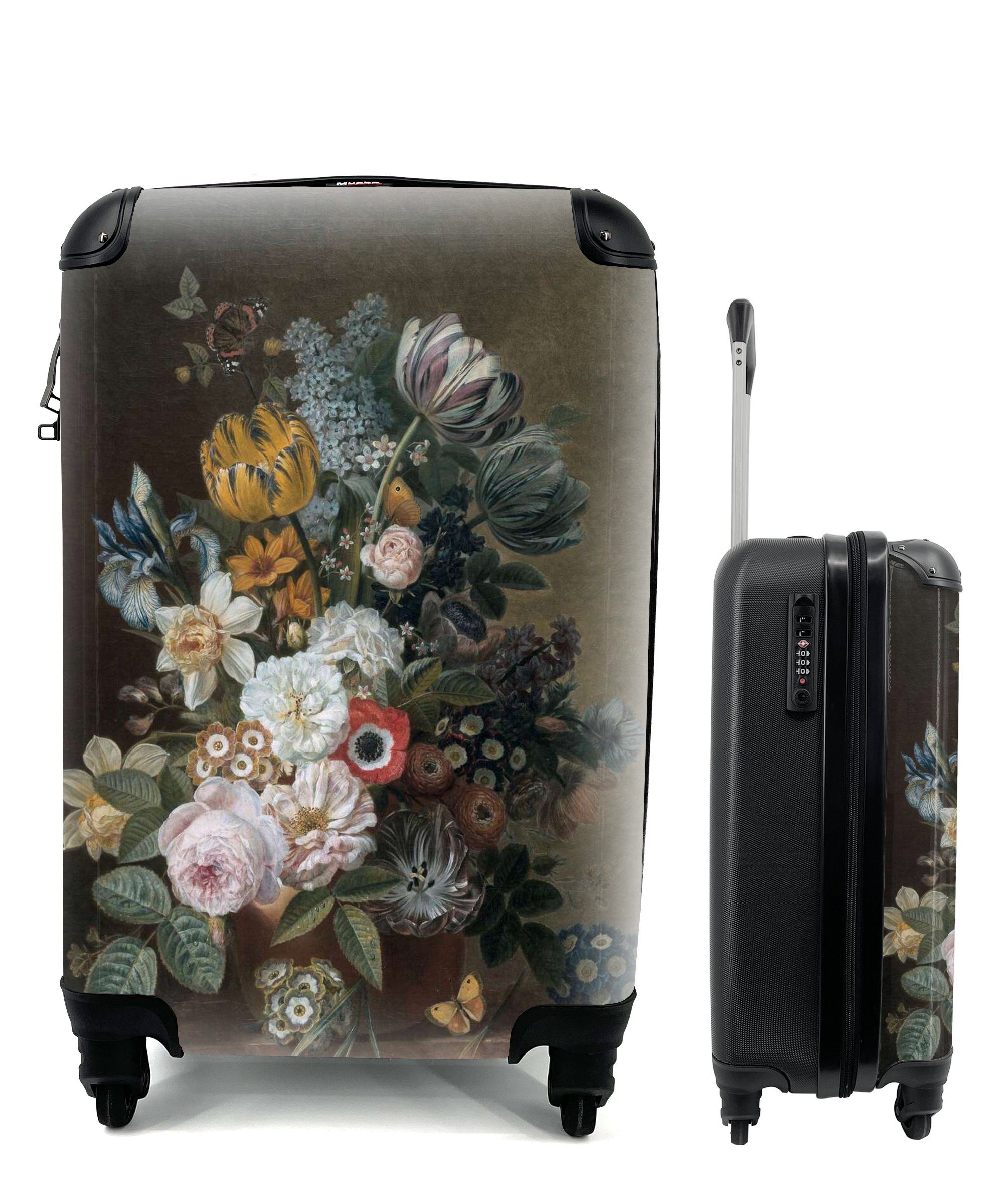 MuchoWow Handgepäckkoffer Stilleben mit Blumen - Gemälde von Eelke Jelles Eelkema, 4 Rollen, Reisetasche mit rollen, Handgepäck für Ferien, Trolley, Reisekoffer