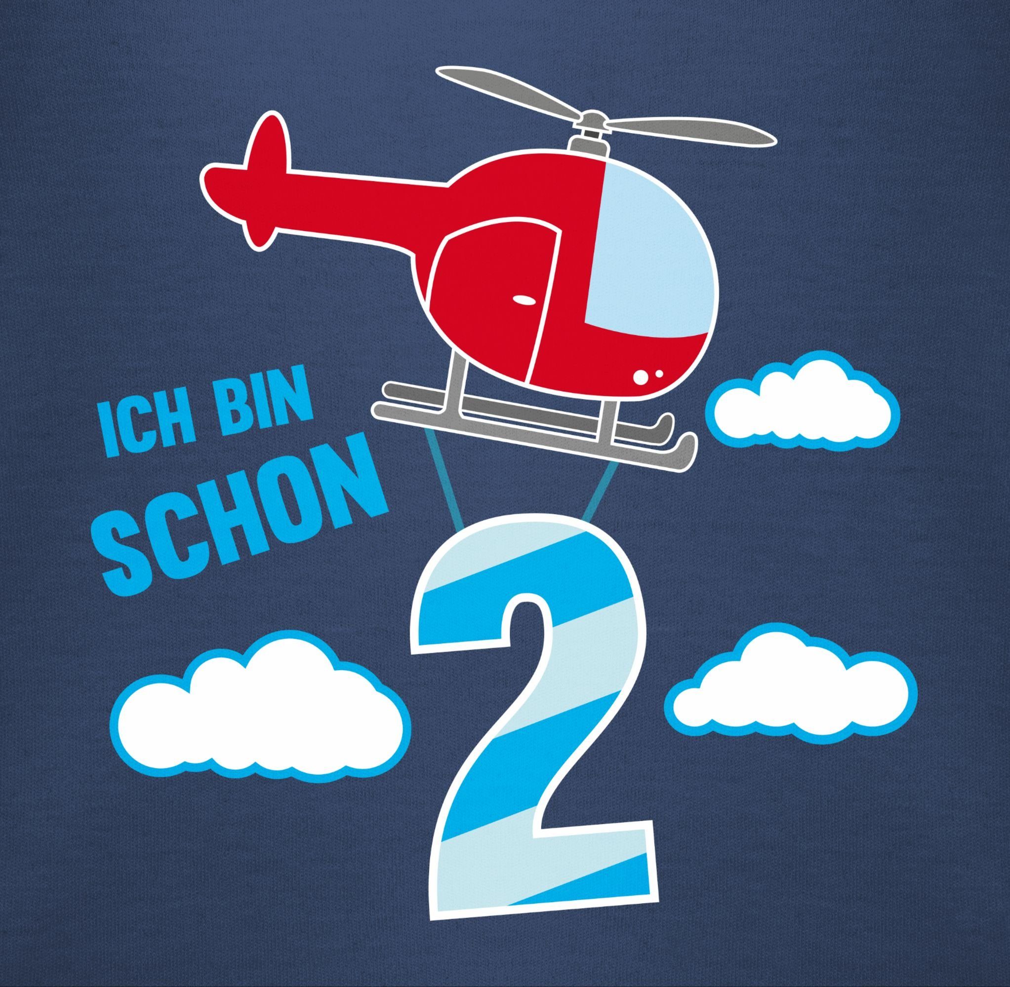 Ich 2. Geburtstag 1 T-Shirt Hubschrauber schon Blau Navy Shirtracer zwei bin