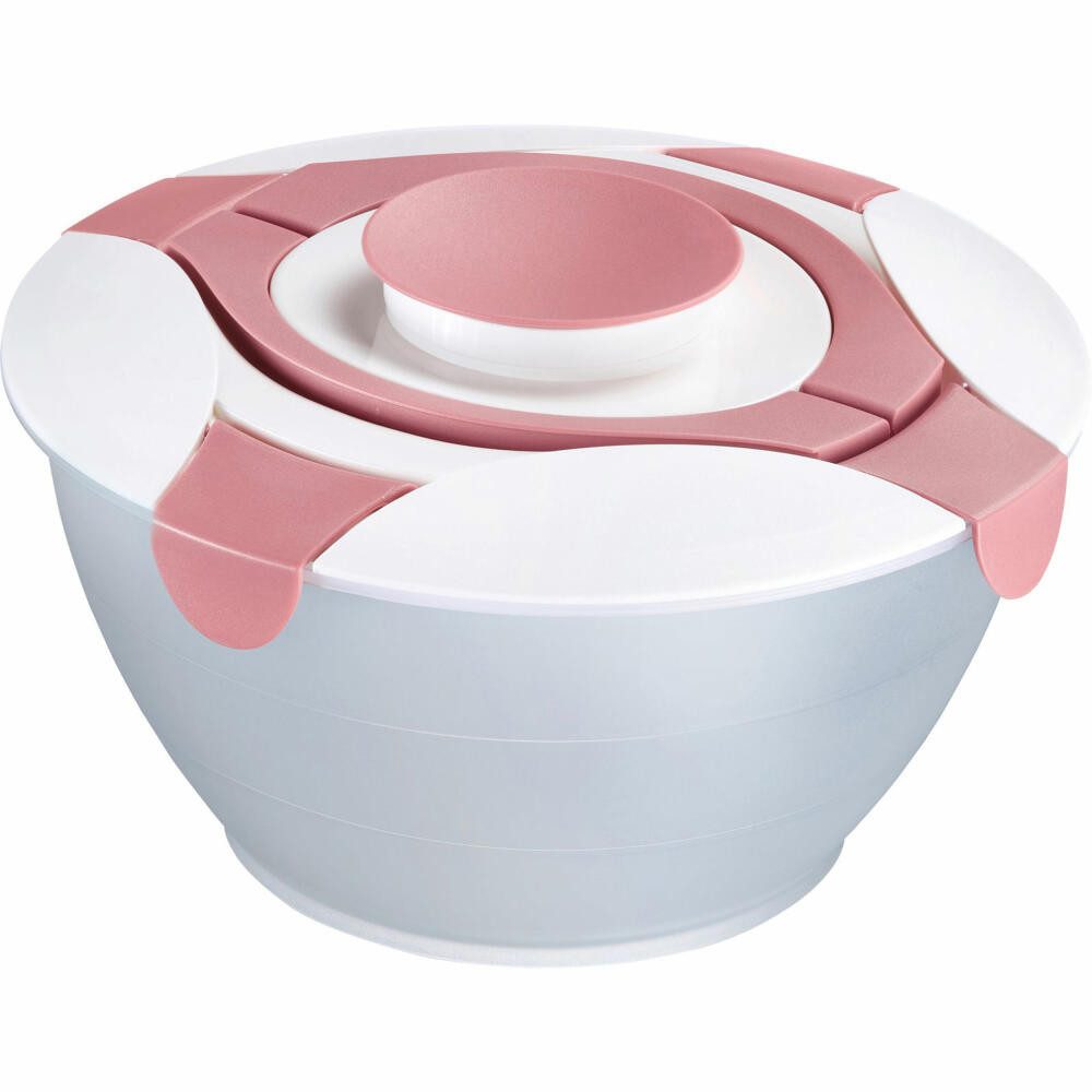 WESTMARK Salatschüssel mit Dressing-Behälter, Fassungsvermögen: 6,5 Liter, Salatbutler, Rosa, Kunststoff: PP, PE, spülmaschinengeeignet, Made in Germany, mit Dressingfach