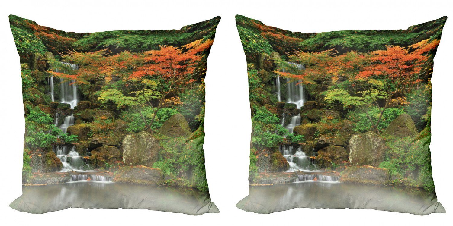 Kissenbezüge Modern Accent Doppelseitiger Digitaldruck, Abakuhaus (2 Stück), Wasserfall Natur nebligen Morgen