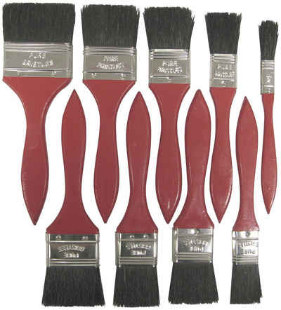 Connex Flachpinsel Für wasserbasierte Farben & Lacke - Borstenstärke 4, (Set, 9 St), Flachpinsel mit 13 - 63 mm Breite - Schwarze Kunststoffborsten