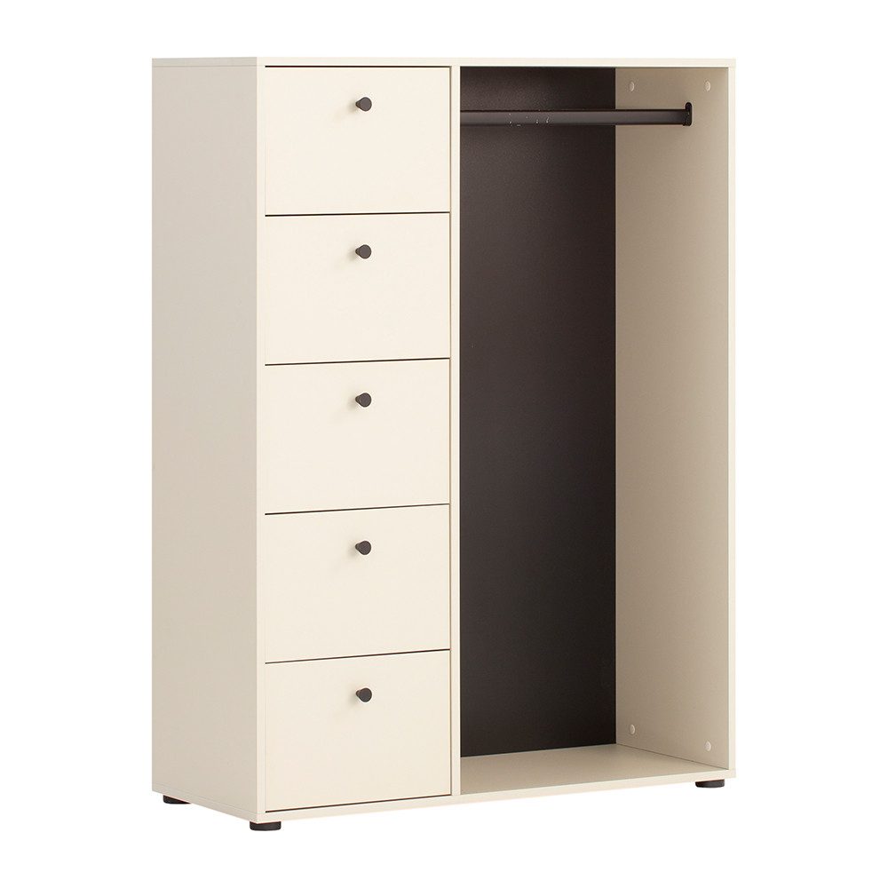 Lomadox Garderobenschrank LORCA-80 creme beige Kleiderstange günstig online kaufen