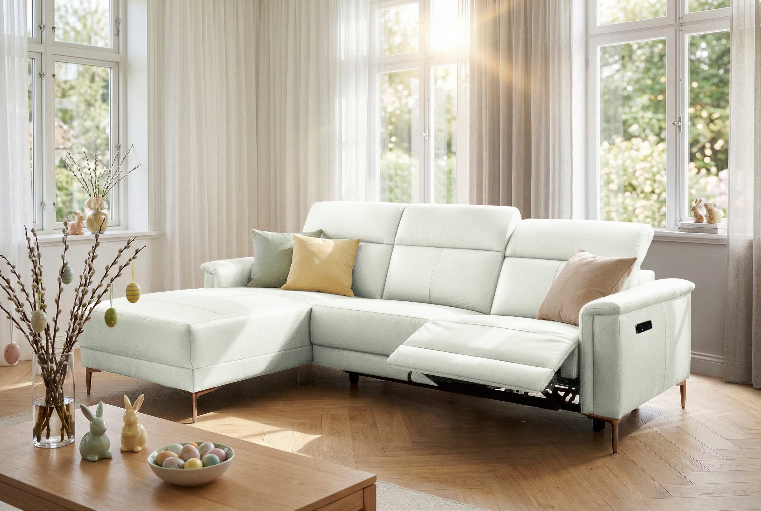 OTTO home Ecksofa LUND, L-Form, 261cm, man. o. elektr. Relaxfunktion (mit USB-A), und Kopfteilverstellung