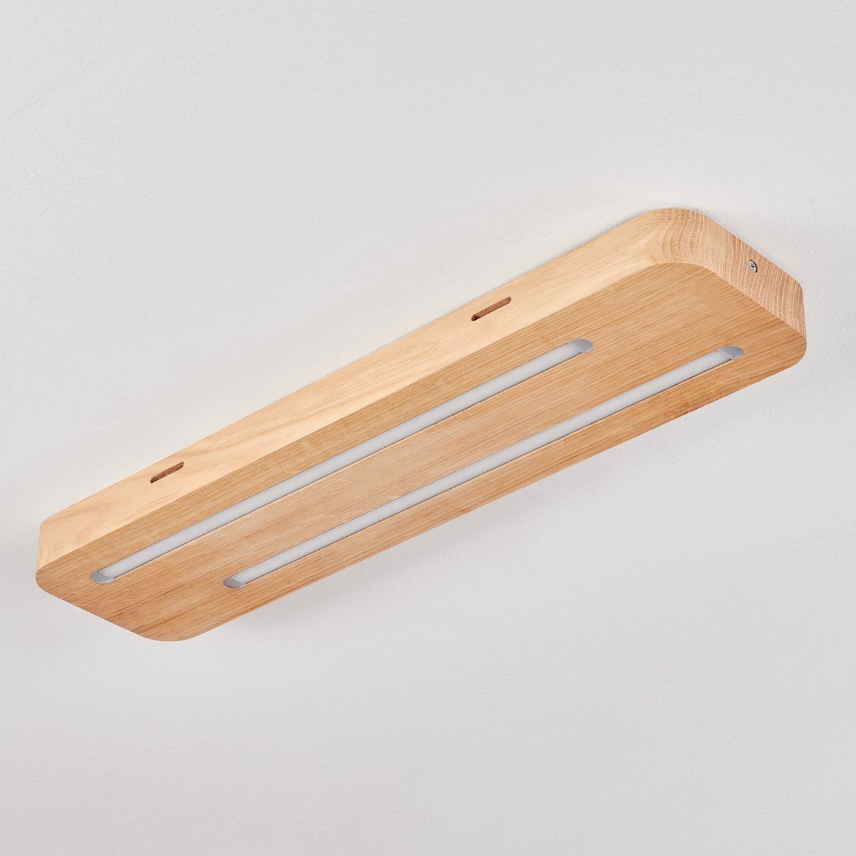 3000 12 skandinavischen Holz/Kunststoff Watt in 1120 moderne (insg), hofstein Design, Lumen (insg) Deckenleuchte Natur/Weiß, Kelvin, LED aus im wechselbar, LED Deckenlampe