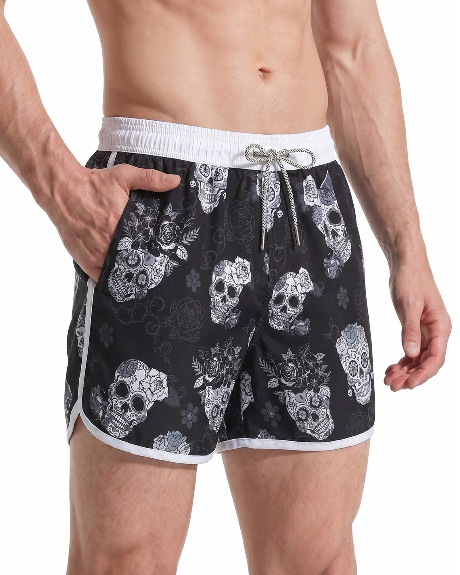 MaaMgic Shorts Herren Retro-Stil kurze Hose Sommer Sport Badehose mit Mesh-Innenslip (1-tlg)