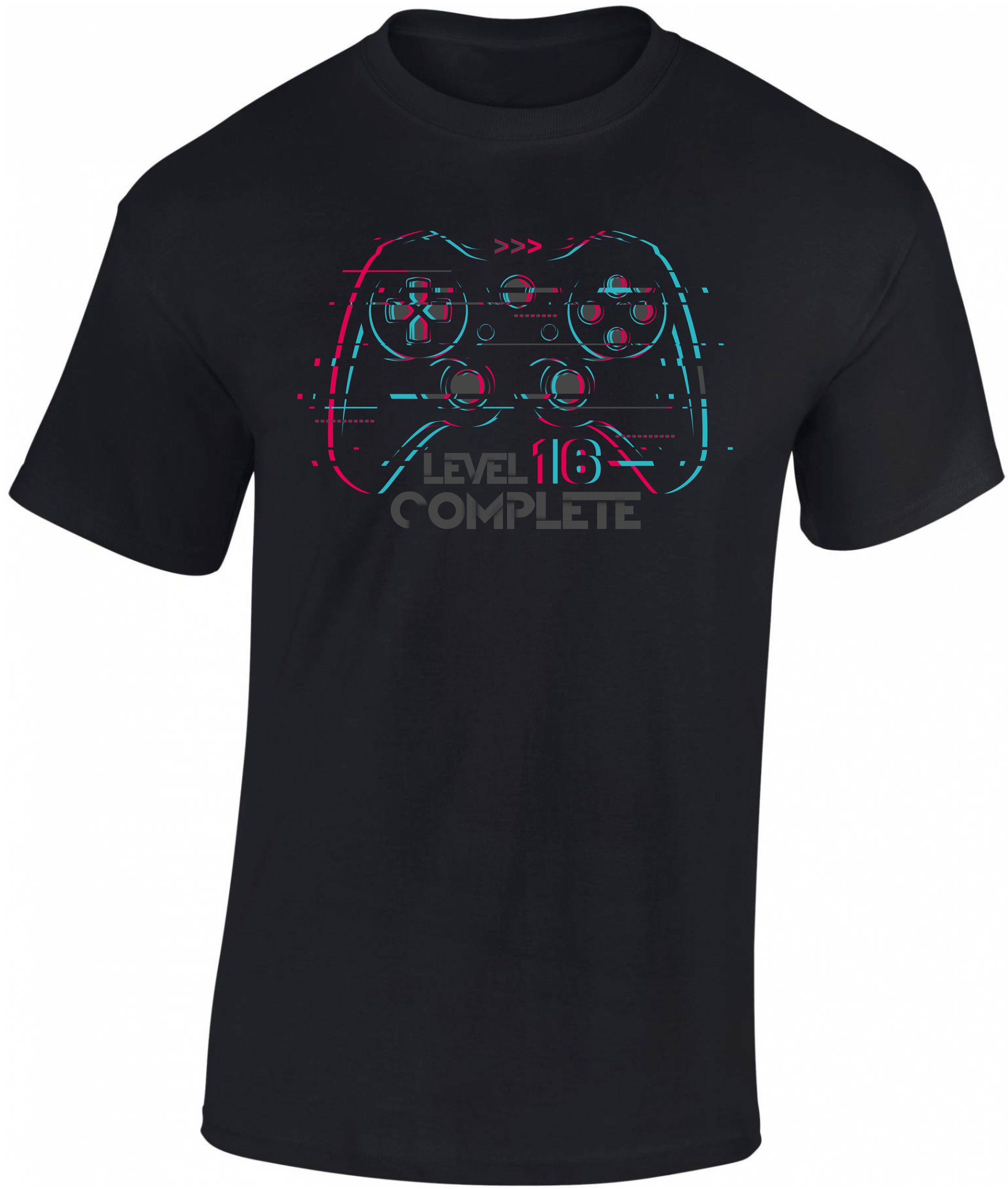 Baddery Print-Shirt Jungen Gamer T-Shirt zum 16. Geburtstag : Level 16 Complete, hochwertiger Siebdruck, aus Baumwolle