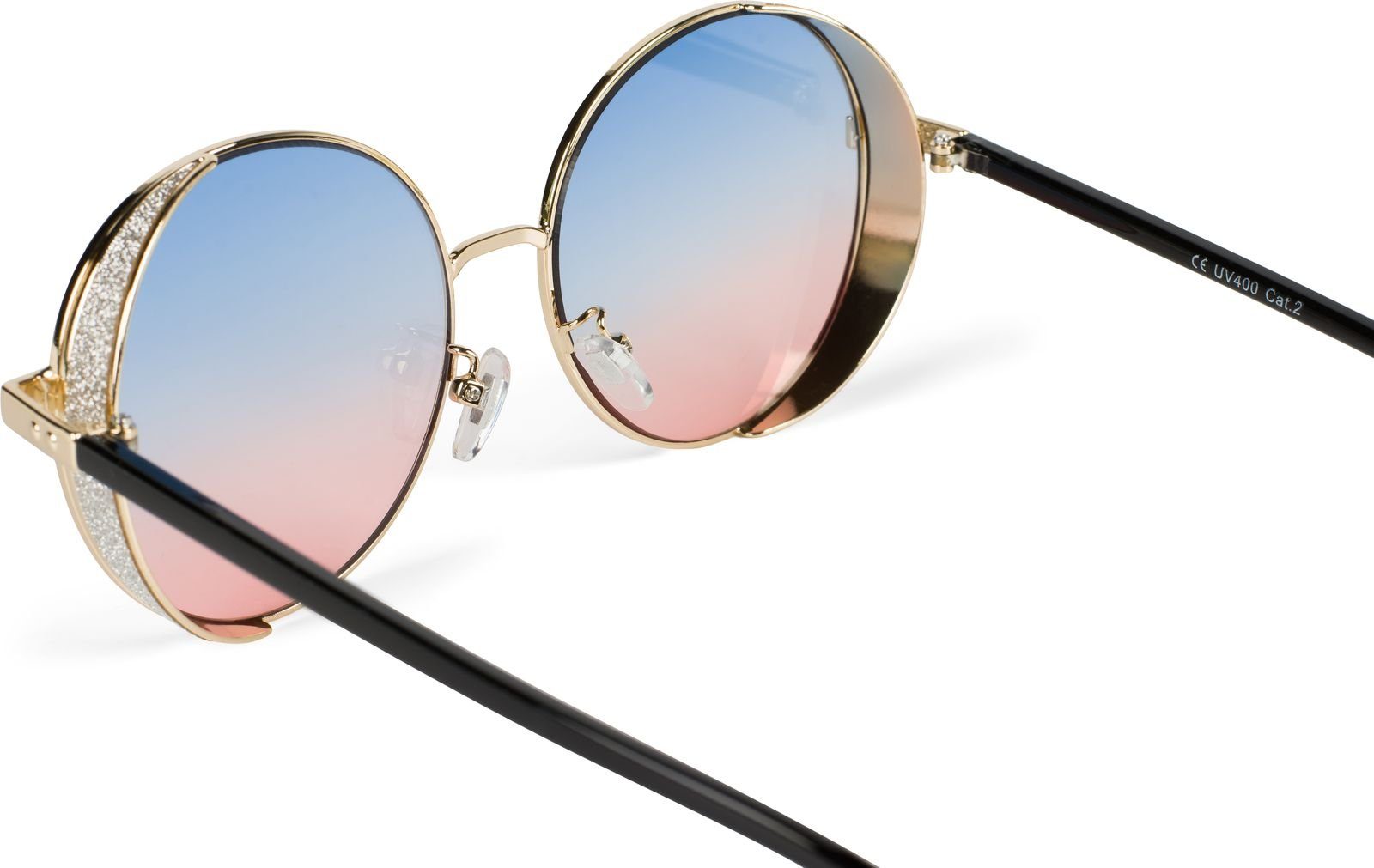 styleBREAKER Sonnenbrille Runde Sonnenbrille mit Glitzer Side Shield (1-St) Gradient