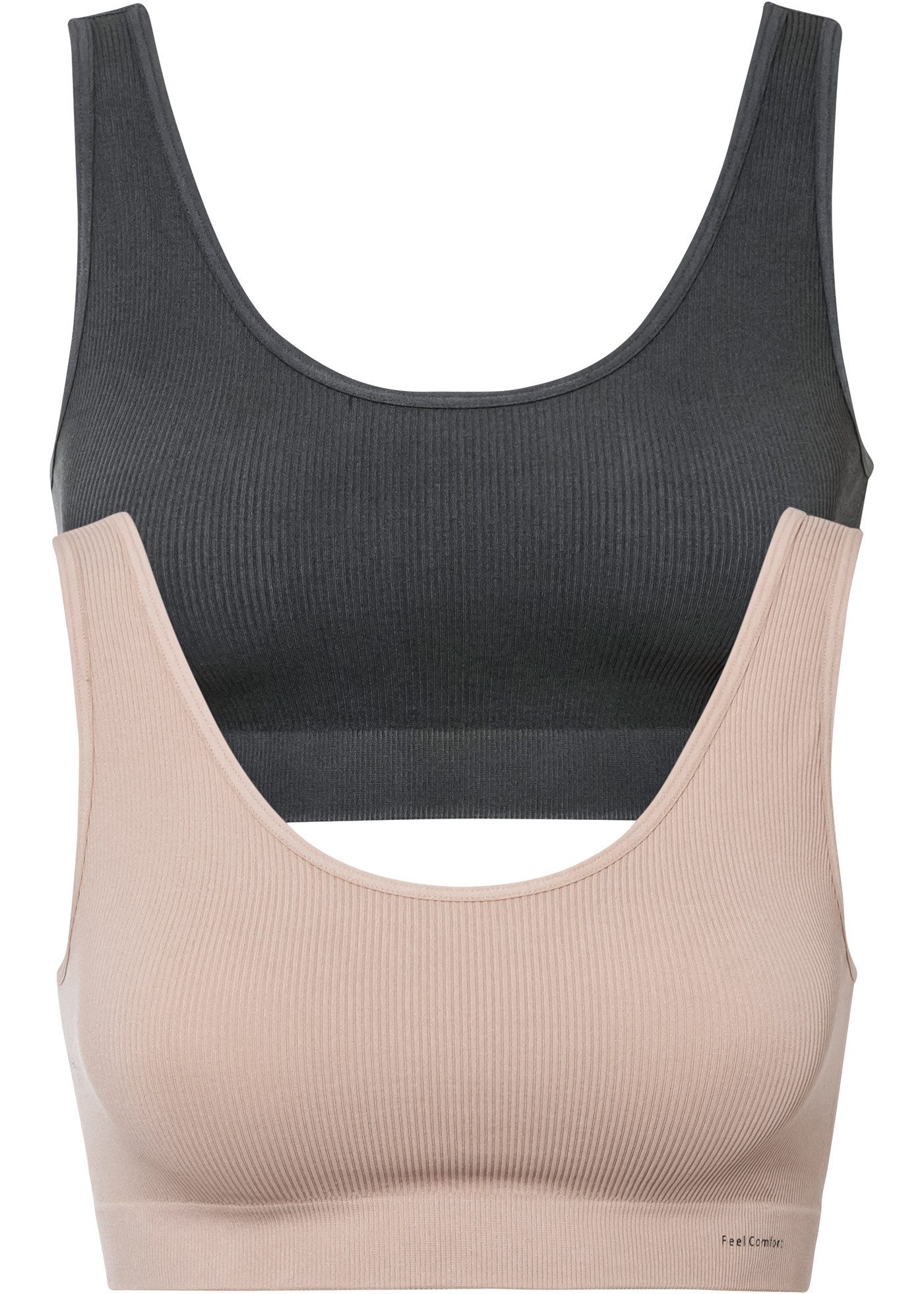 bonprix Bustier (Packung, 2-tlg) nahtlose Verarbeitung, elastisches Material, geripptes Design