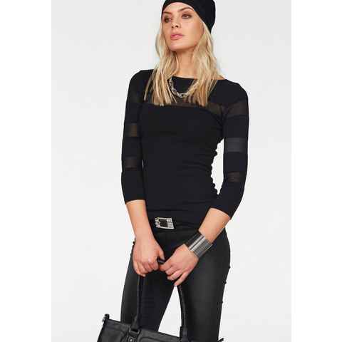 Melrose 3/4 Arm-Pullover mit transparenten Streifen