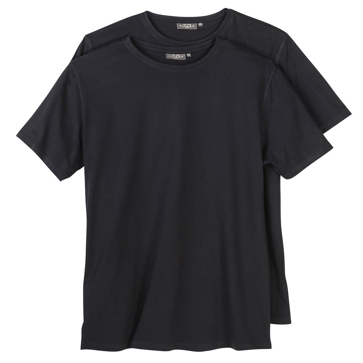 Kitaro Rundhalsshirt Doppelpack T-Shirt Herren Kitaro Übergröße schwarz
