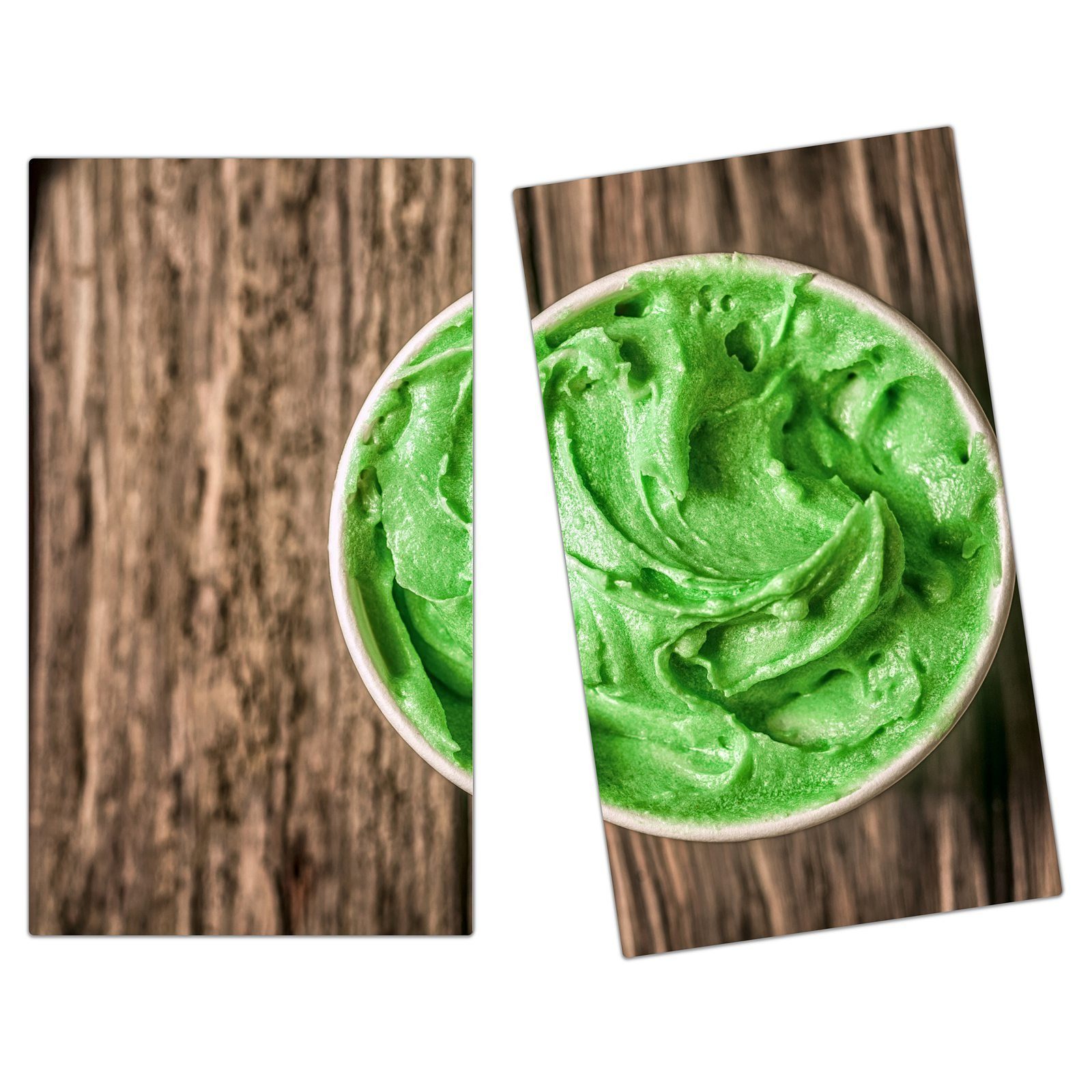 Herd-Abdeckplatte Herdabdeckplatte Primedeco (2 Glas, Eis, Glas aus tlg) Grünes Spritzschutz