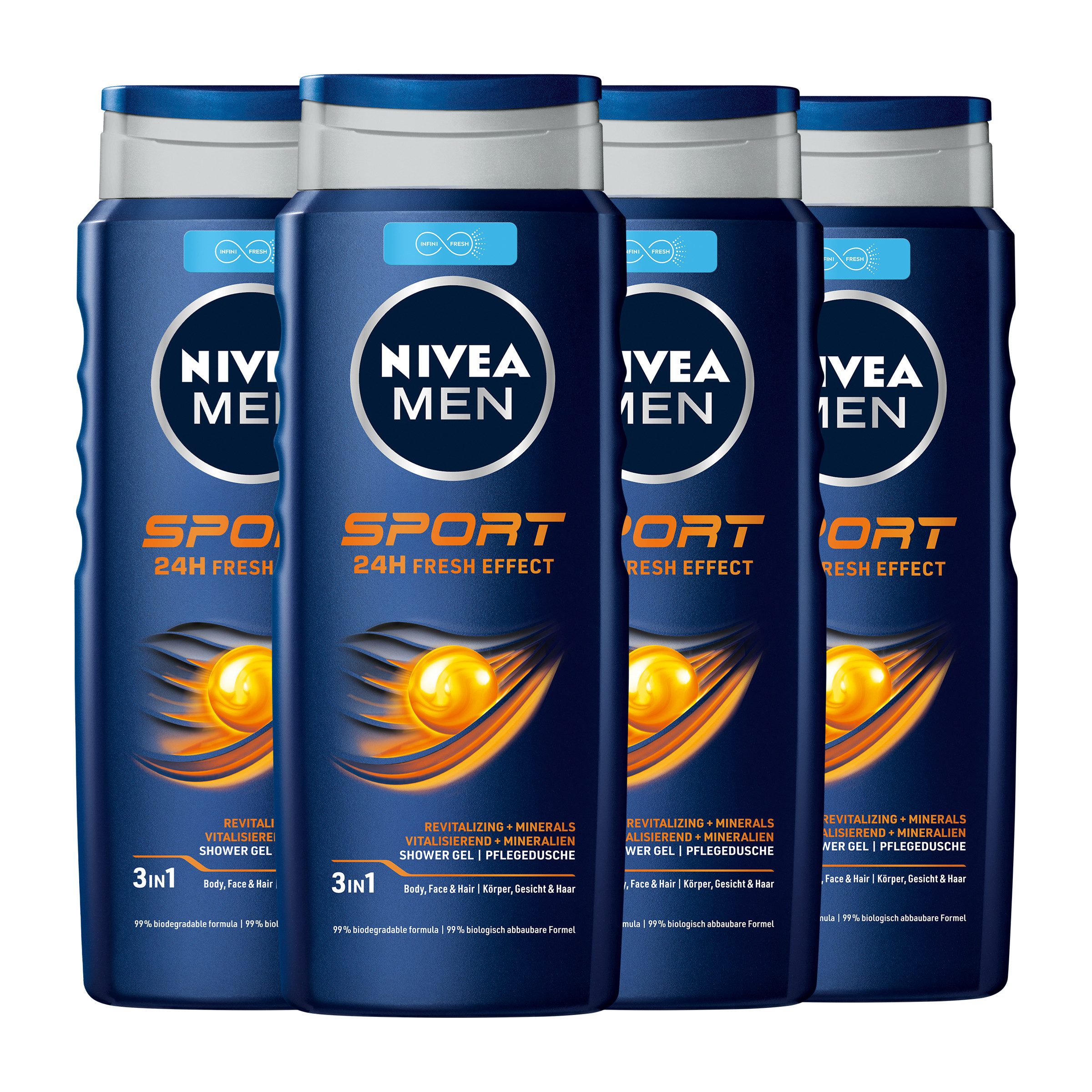 Duschgel Pflegedusche Sport 3in1 vitalisierend erfrischend 4 x 500 ml