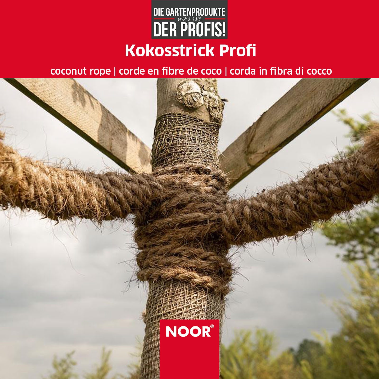 NOOR Strick Kokosstrick PROFI - 8 mm Garn-Stärke - Baumanbinder aus Kokosgarn, Kokosfaser, 2-fach geflochten - winterfest & frostresistent - biologisch abbaubar