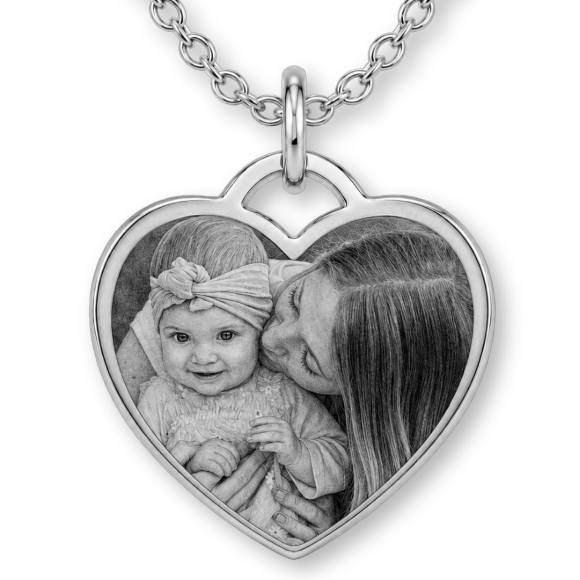 BS Schmuckdesign Kette mit Anhänger mit Gravur Foto Halskette Damen personalisiertes Geschenk Gravurkette Herzform (inkl. Gravur), personalisiert inkl. Geschenkbox